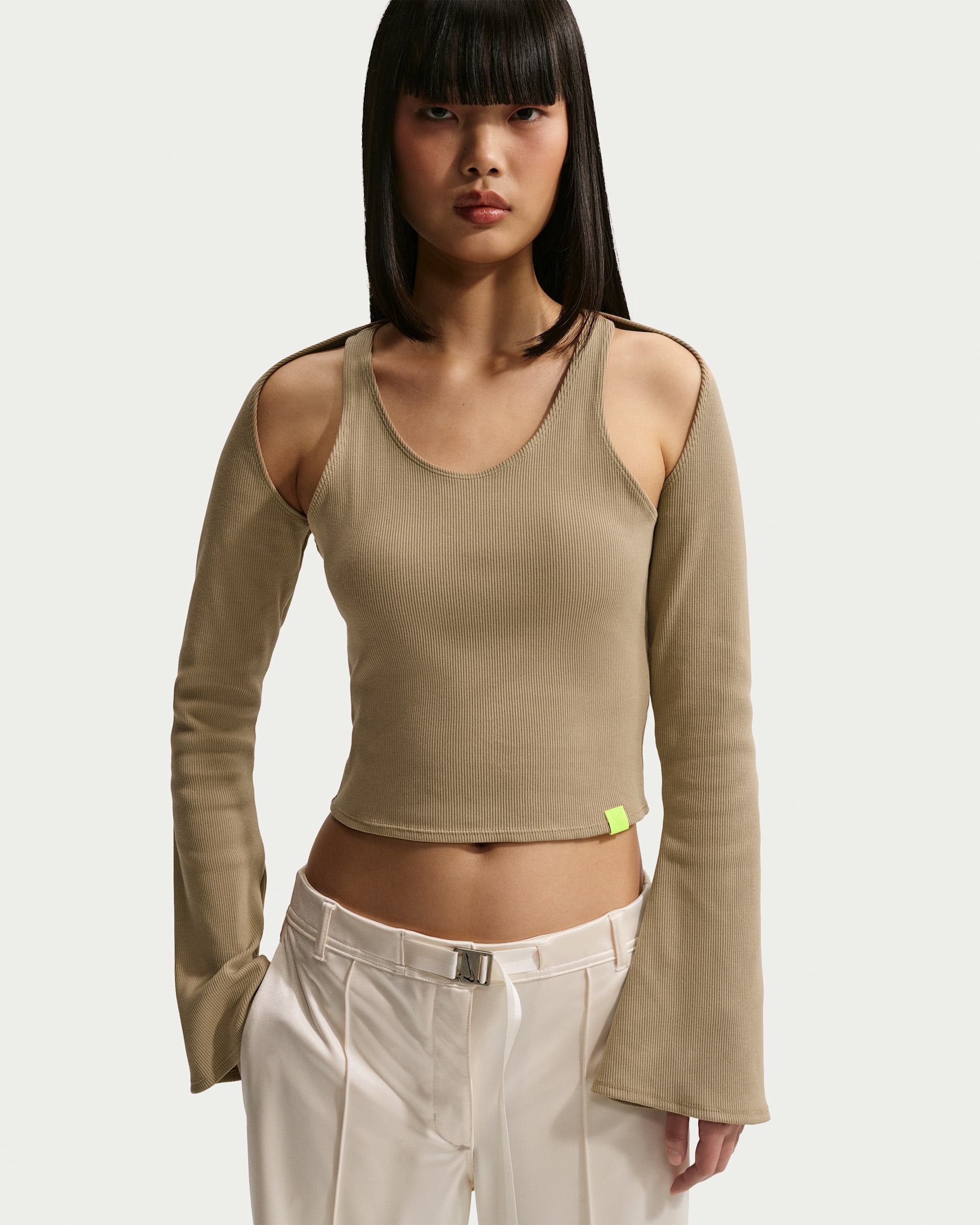 Playera de tejido Knit para mujer Serena Williams Design Crew - Avellana/Volt