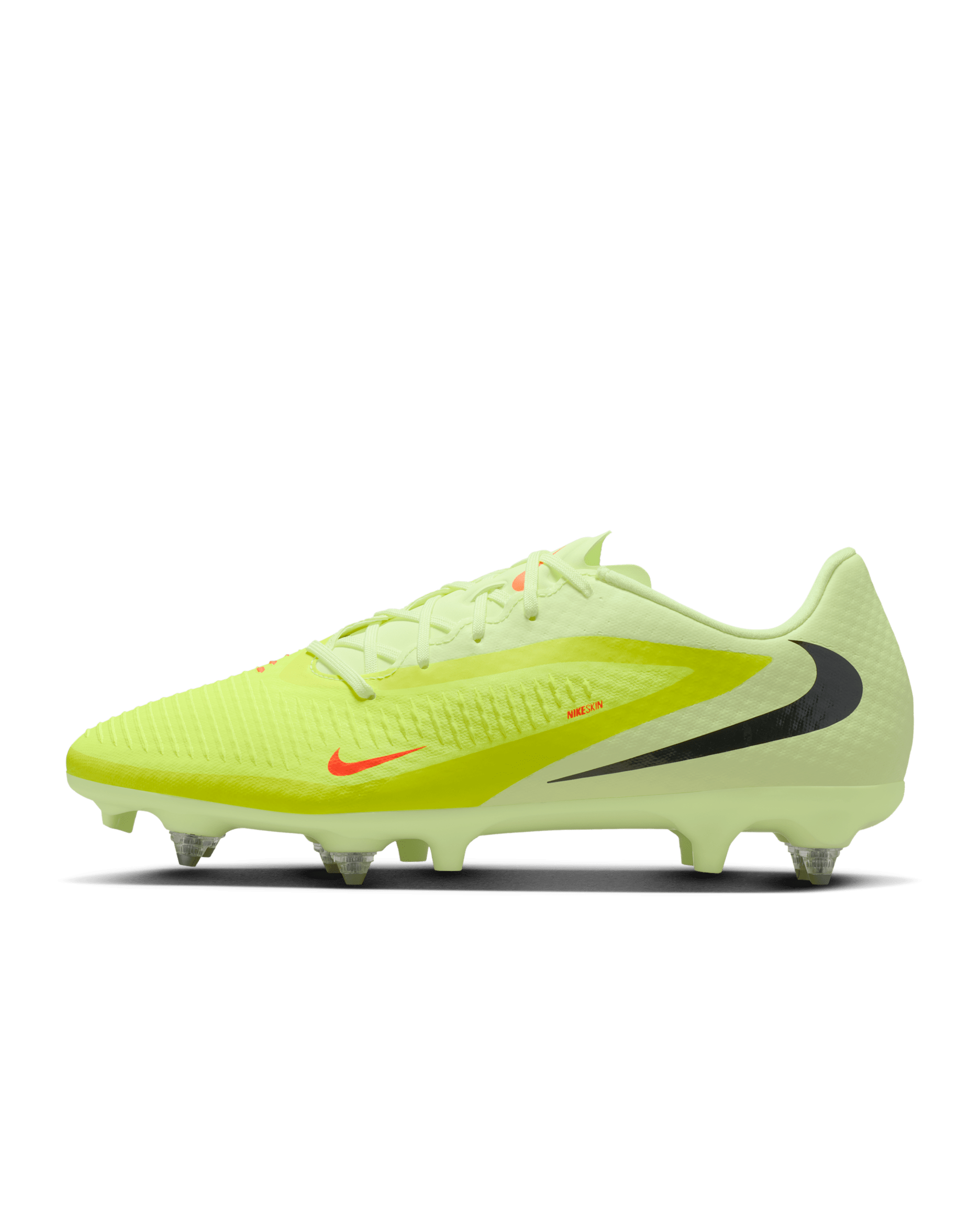 Nike Phantom 6 Low Academy Fußballschuh für weichen Rasen - Hyper Crimson/Limelight/Schwarz