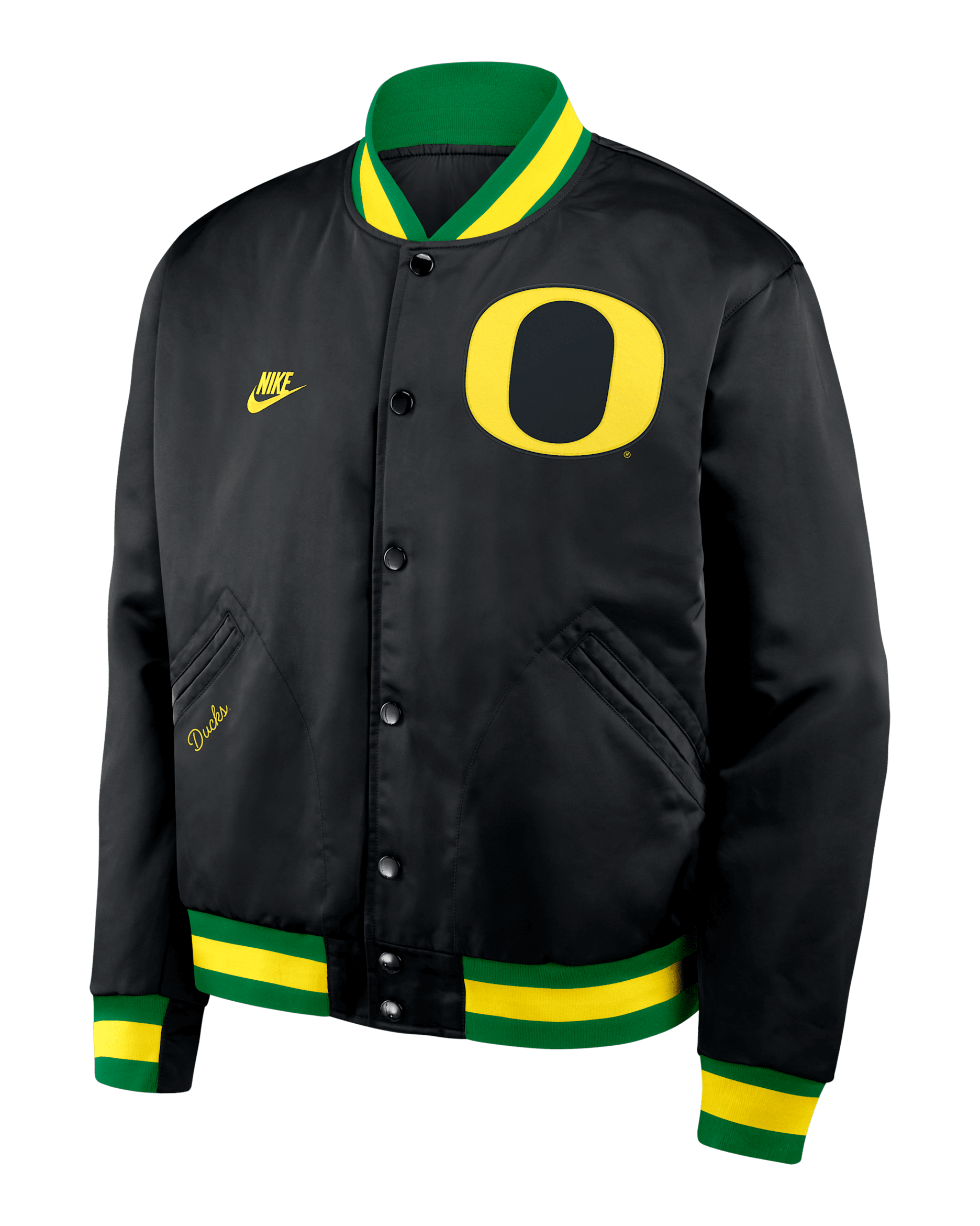 Oregon Legacy Men's Nike College Full-Snap Bomber Jacket - Black