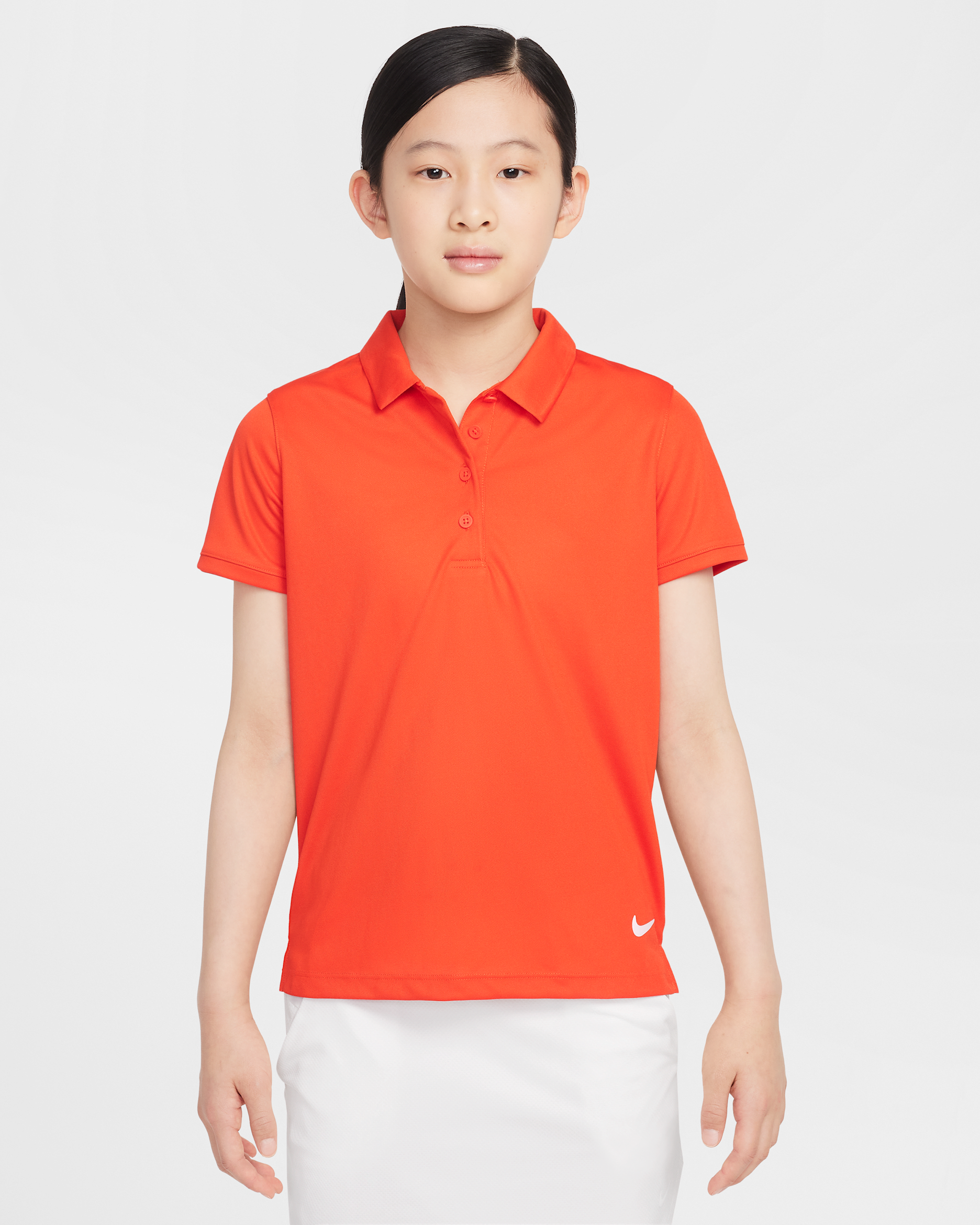 Nike Dri-FIT Victory Big Kids' (Girls') Golf Polo - Picante Red/White