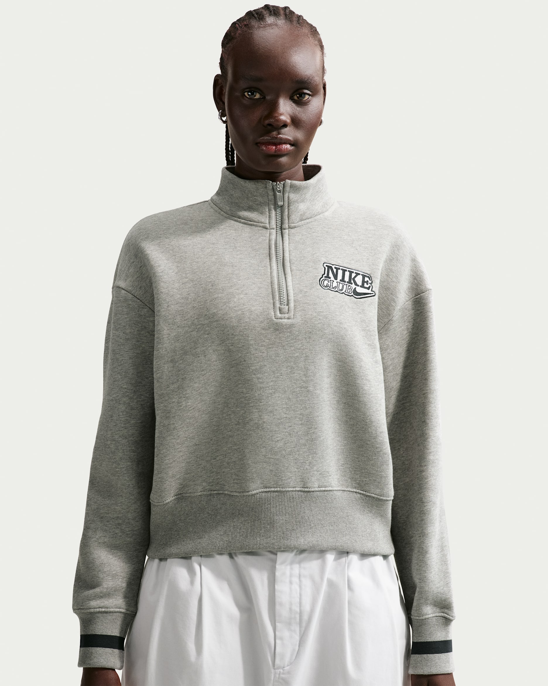 Nike Sportswear Women's Oversized 1/4-Zip Fleece Top - Dark Grey Heather