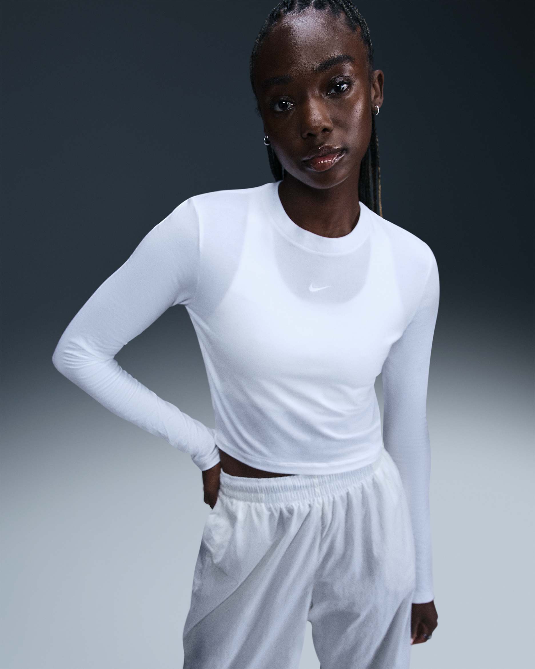 Nike Sportswear Chill Knit Women's Slim Long-Sleeve Cropped Top - White/White