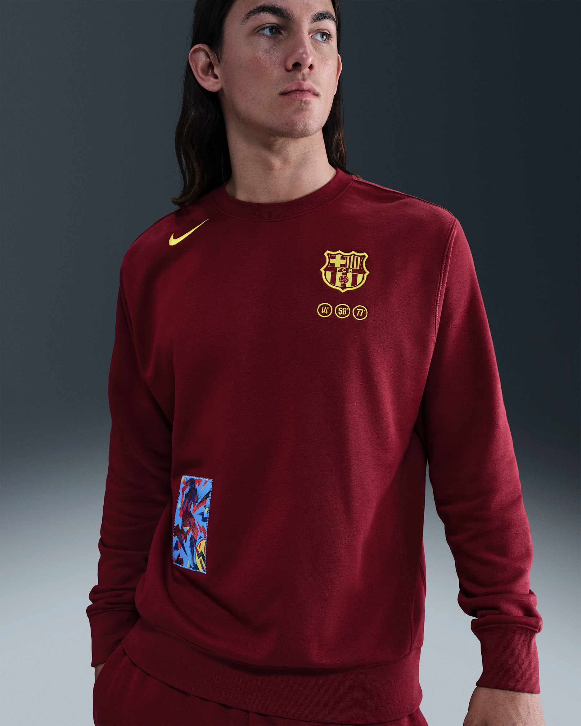 FC Barcelona Club Fourth Men's Nike Soccer Crew-Neck - Team Red/Opti Yellow