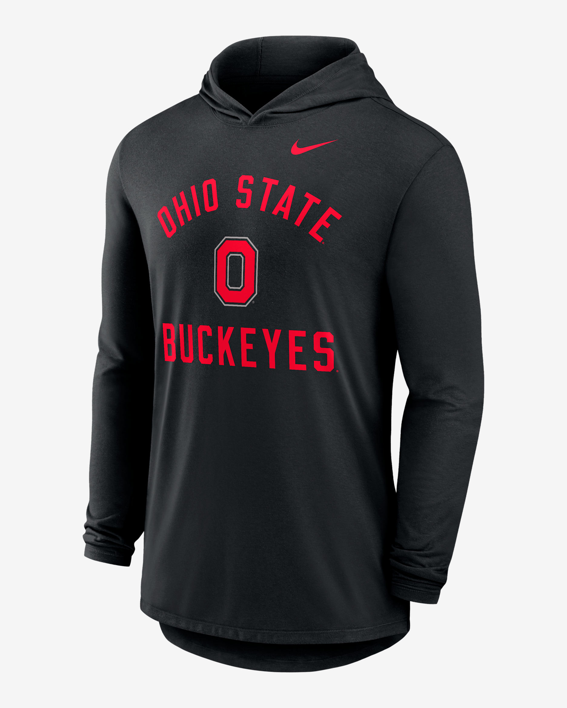 Ohio State Campus Arch Men's Nike Dri-FIT College Long-Sleeve Hooded T-Shirt - Black