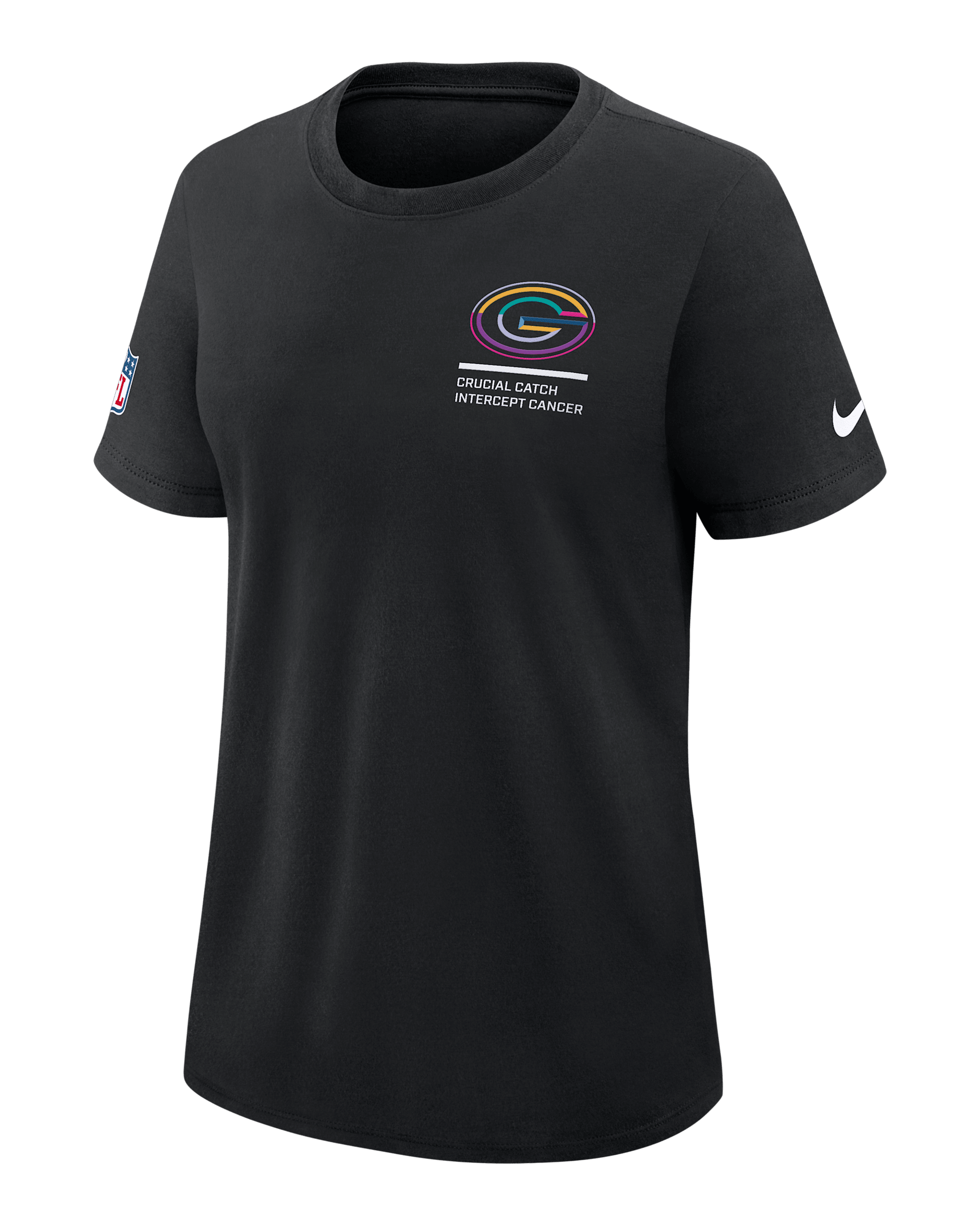 Green Bay Packers Crucial Catch Women's Nike Dri-FIT NFL T-Shirt - Black