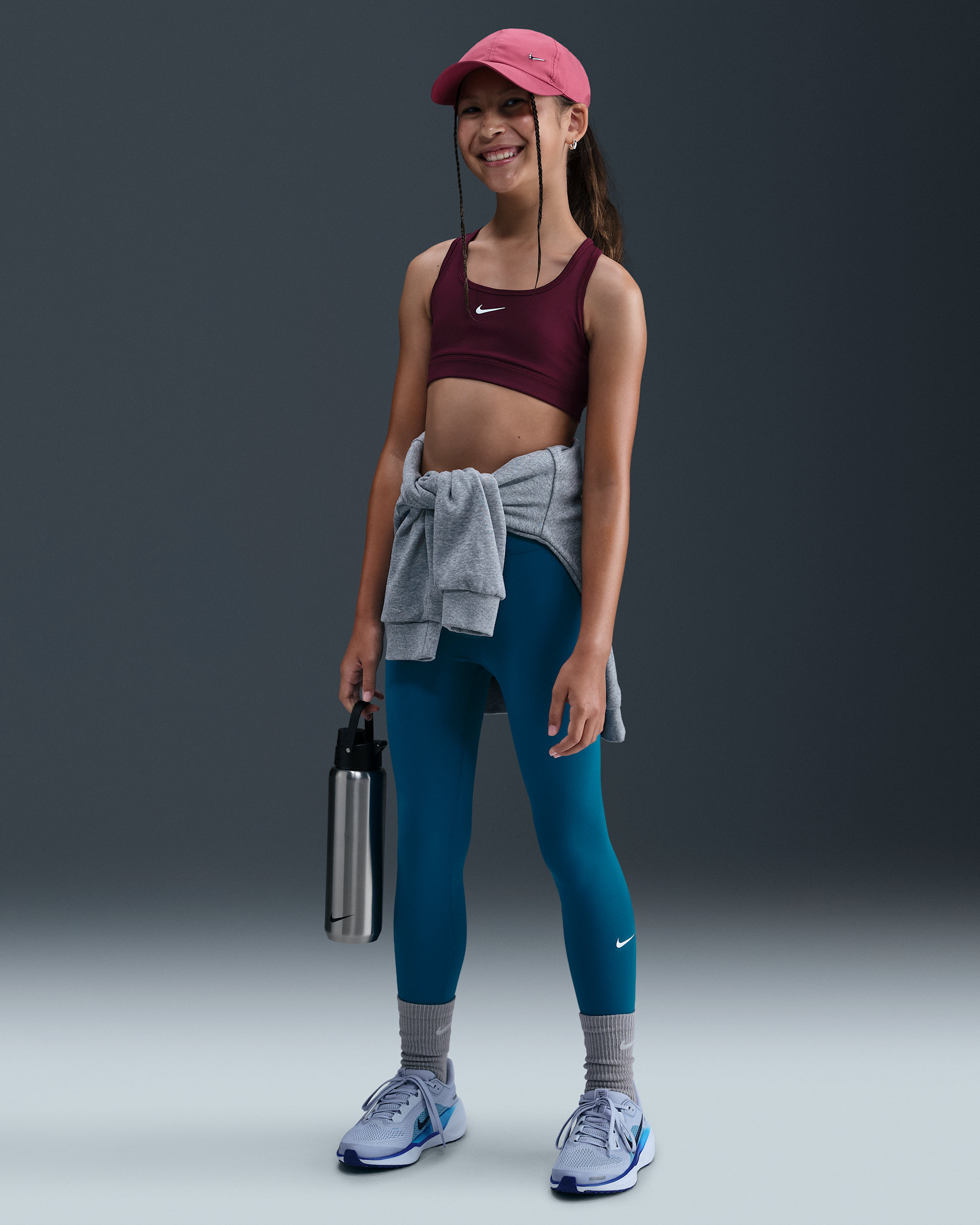 Leggings Dri-FIT de tiro alto para niña talla grande Nike One - Verde abismo/Blanco