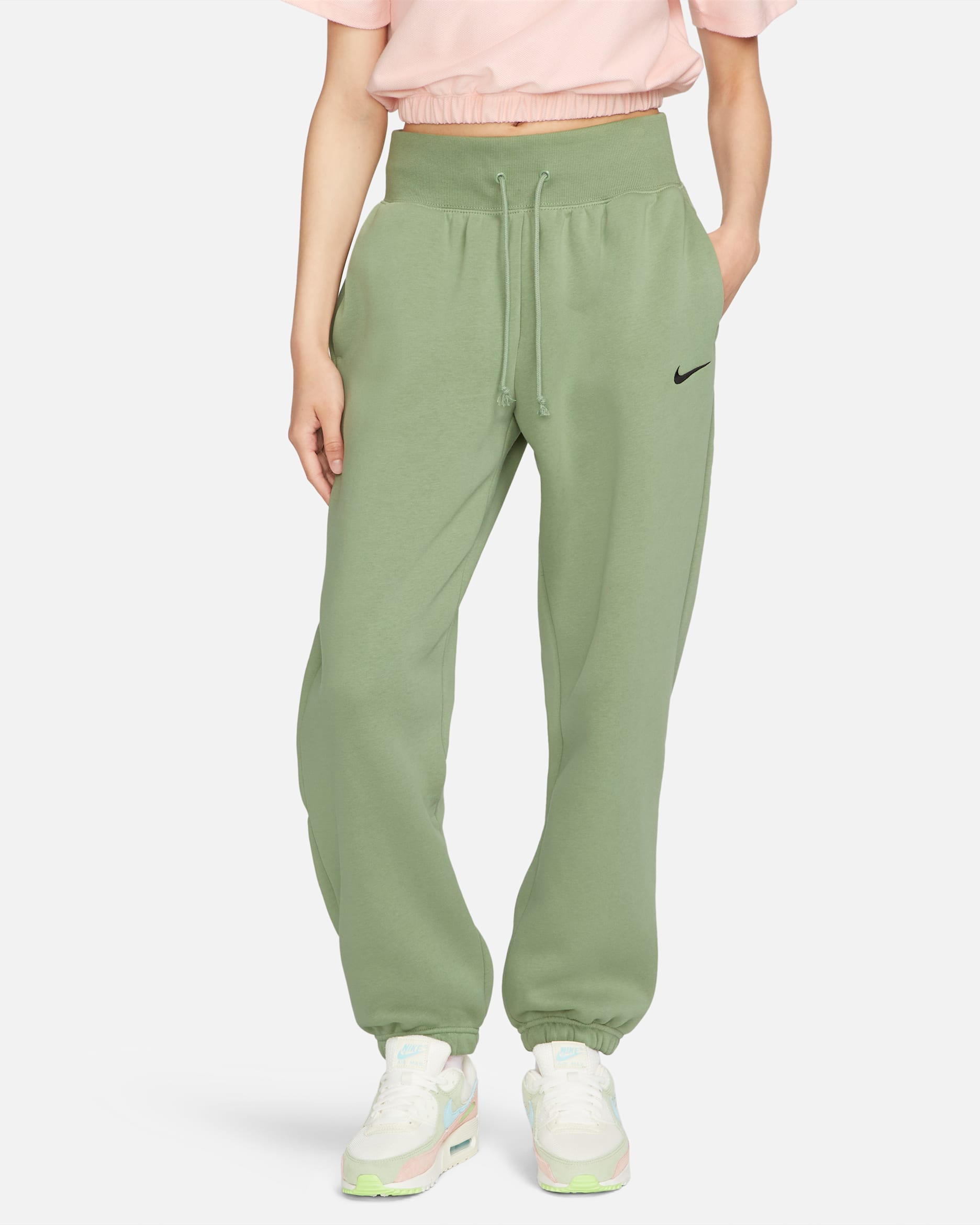 Nike Sportswear Phoenix Fleece Women's High-Waisted Oversized Sweatpants - Oil Green/Black