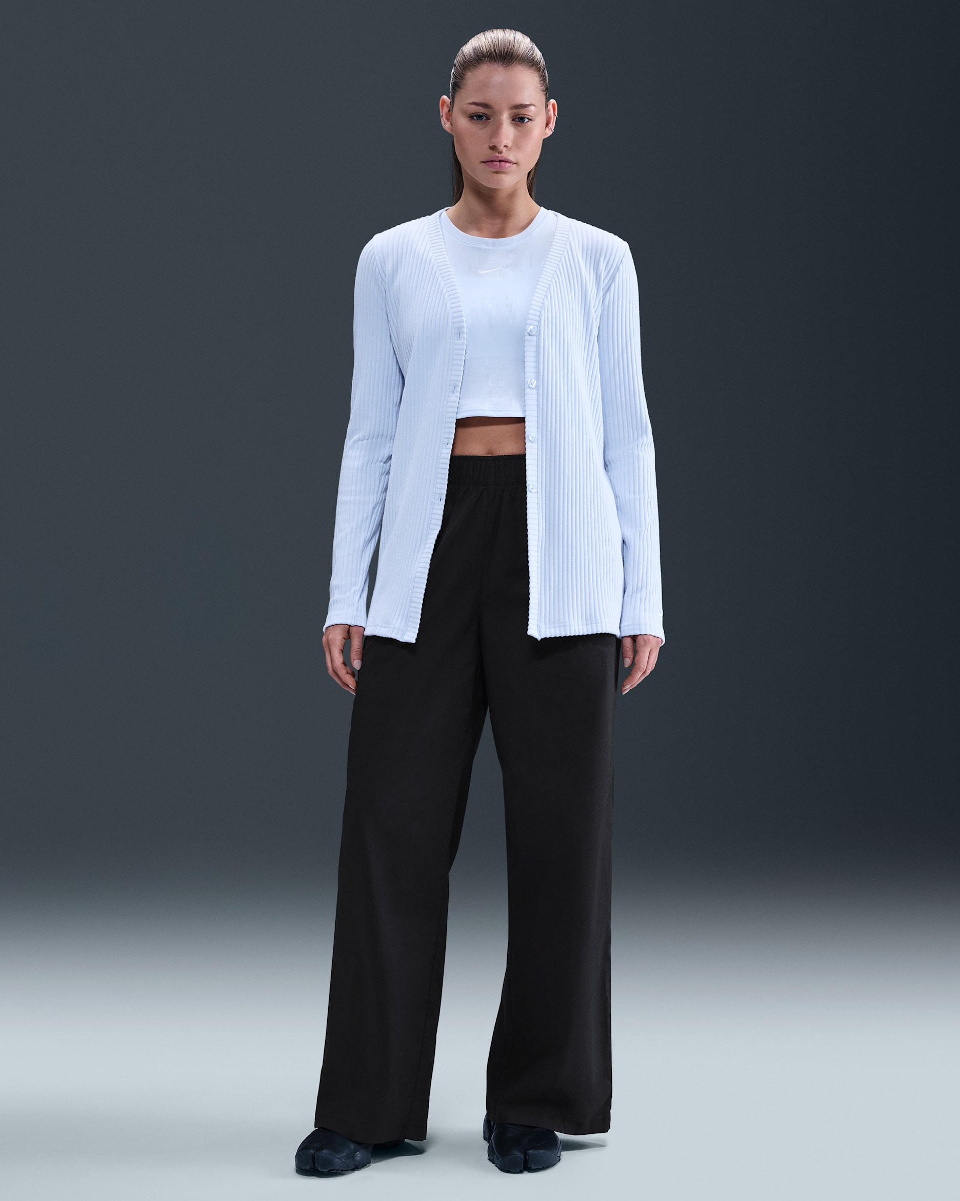 Nike Sportswear Chill Poplin Women's High-Waisted Loose Open-Hem Trousers - Black/Black