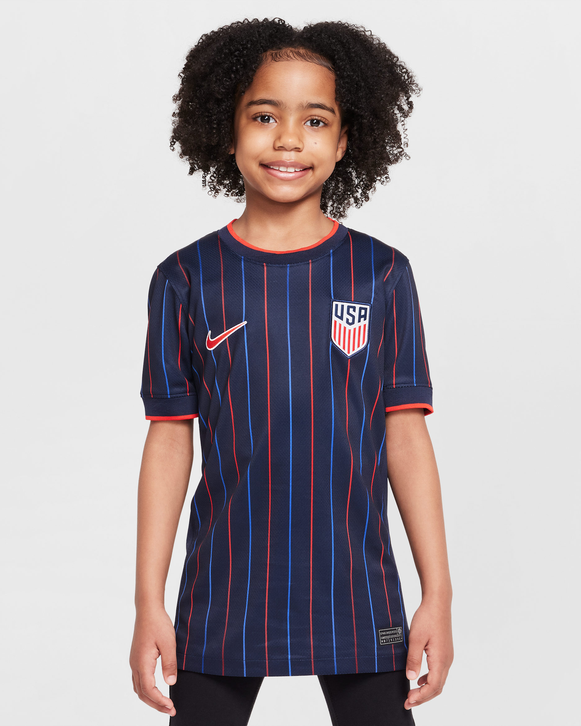 USMNT 2025 Stadium Away (Men's Team) Big Kids' Nike Dri-FIT Soccer Replica Jersey - Obsidian/Challenge Red