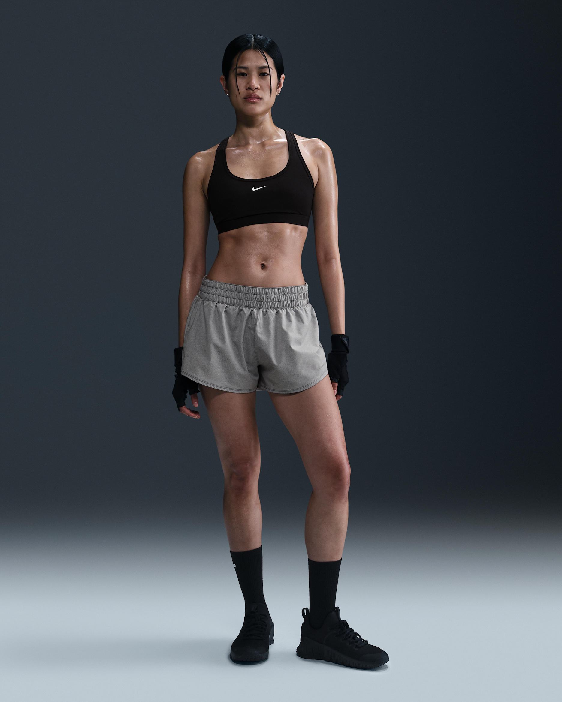 Nike One Women's Dri-FIT Mid-Rise 3" Brief-Lined Shorts - Smoke Grey/Heather