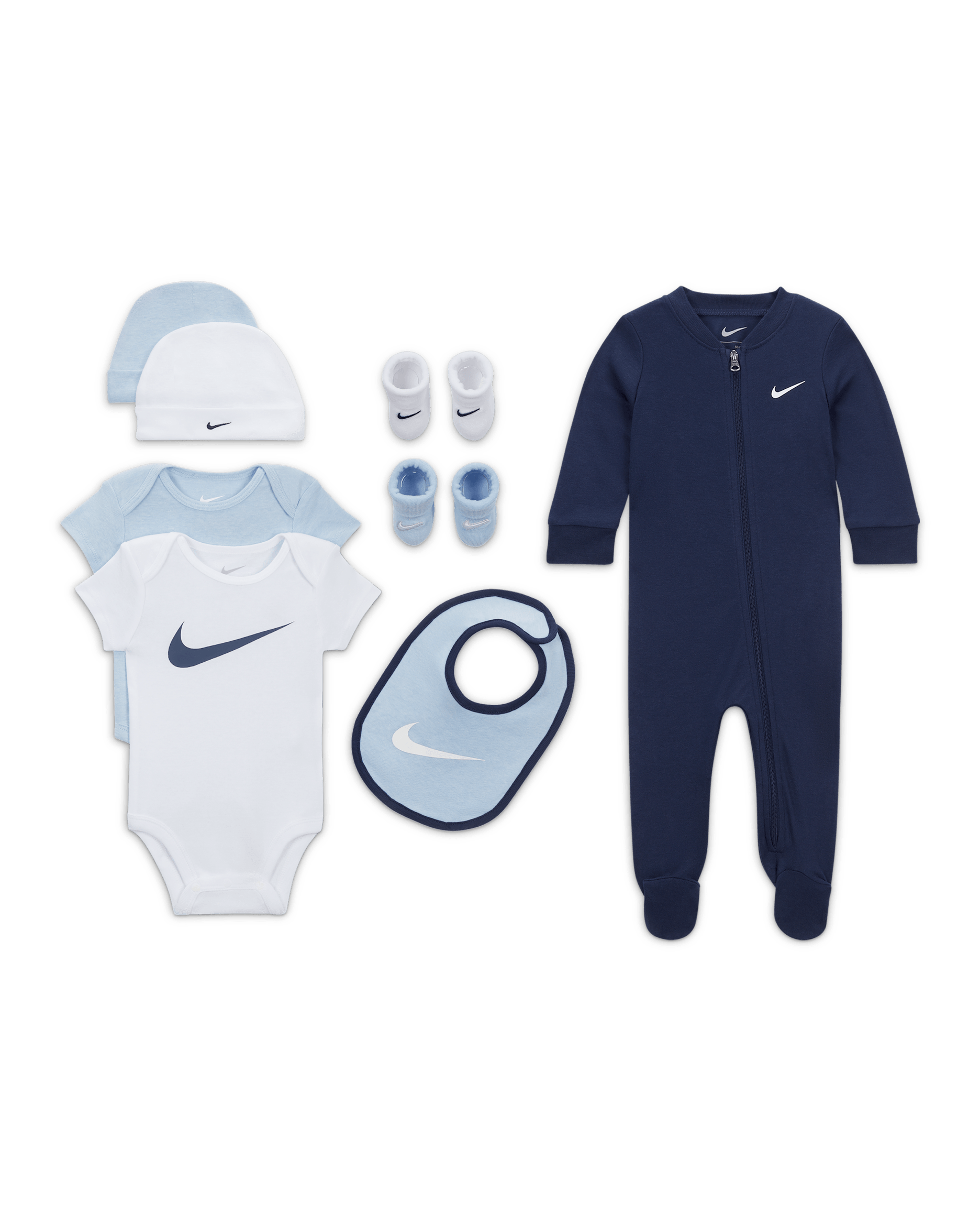 Nike Baby (0-6M) 8-Piece Boxed Gift Set - Midnight Navy/White/Powder Blue