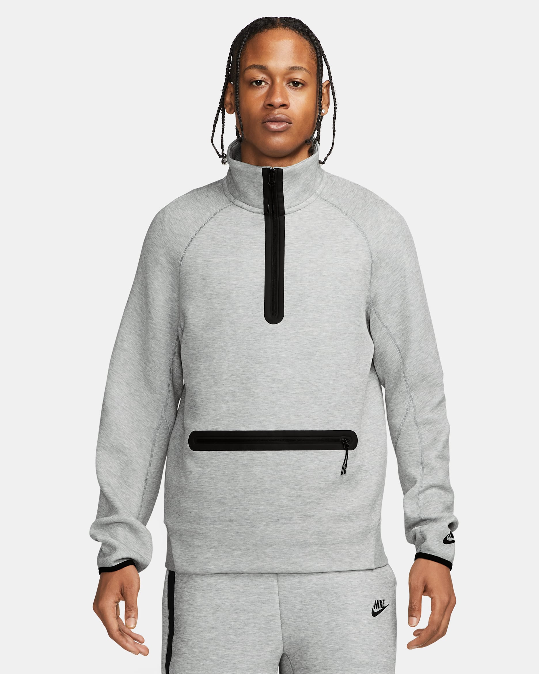 Sudadera de medio cierre para hombre Nike Sportswear Tech Fleece - Gris oscuro jaspeado/Negro