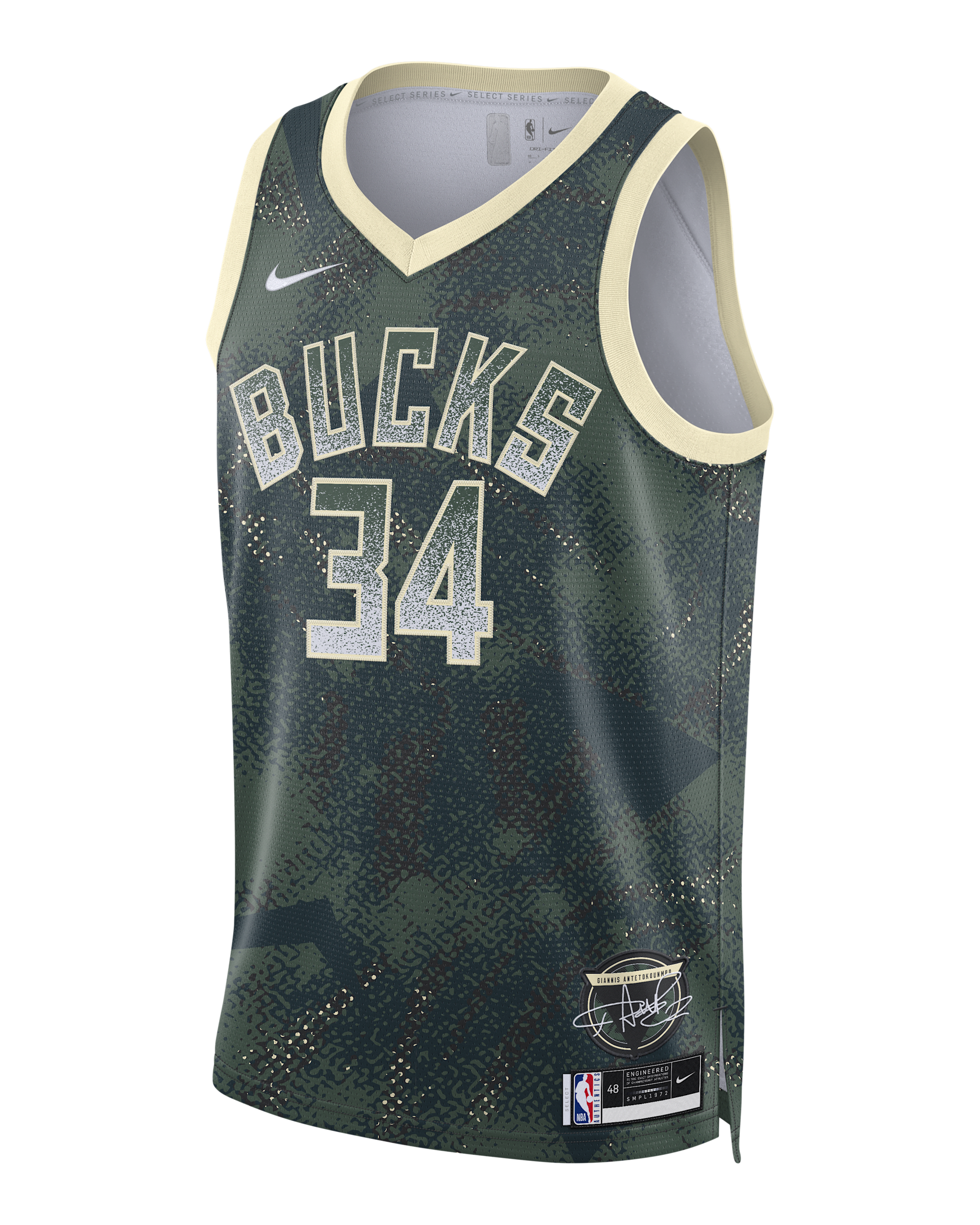 ヤニス アデトクンボ ミルウォーキー バックス 2025/26 セレクト シリーズ メンズ ナイキ Dri-FIT NBA スウィングマン ジャージー - ファー/ホワイト