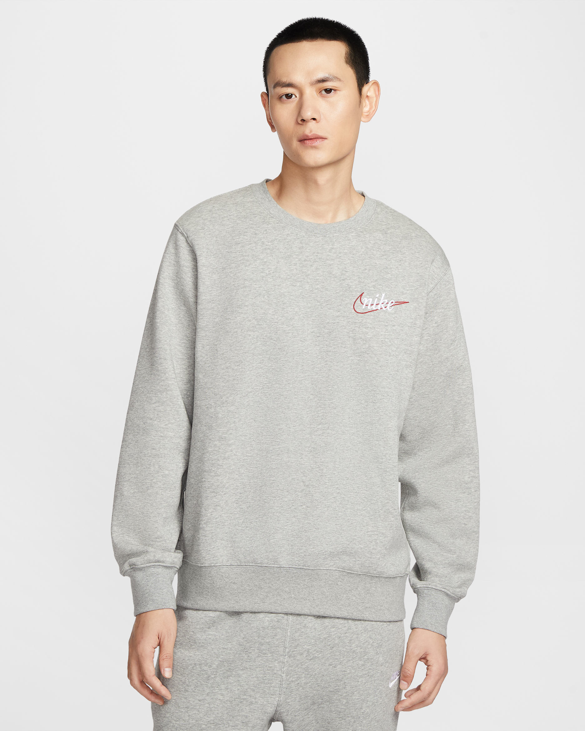 ナイキ スポーツウェア クラブ メンズ フリース クルーネック スウェットシャツ - ダークグレーヘザー/ホワイト