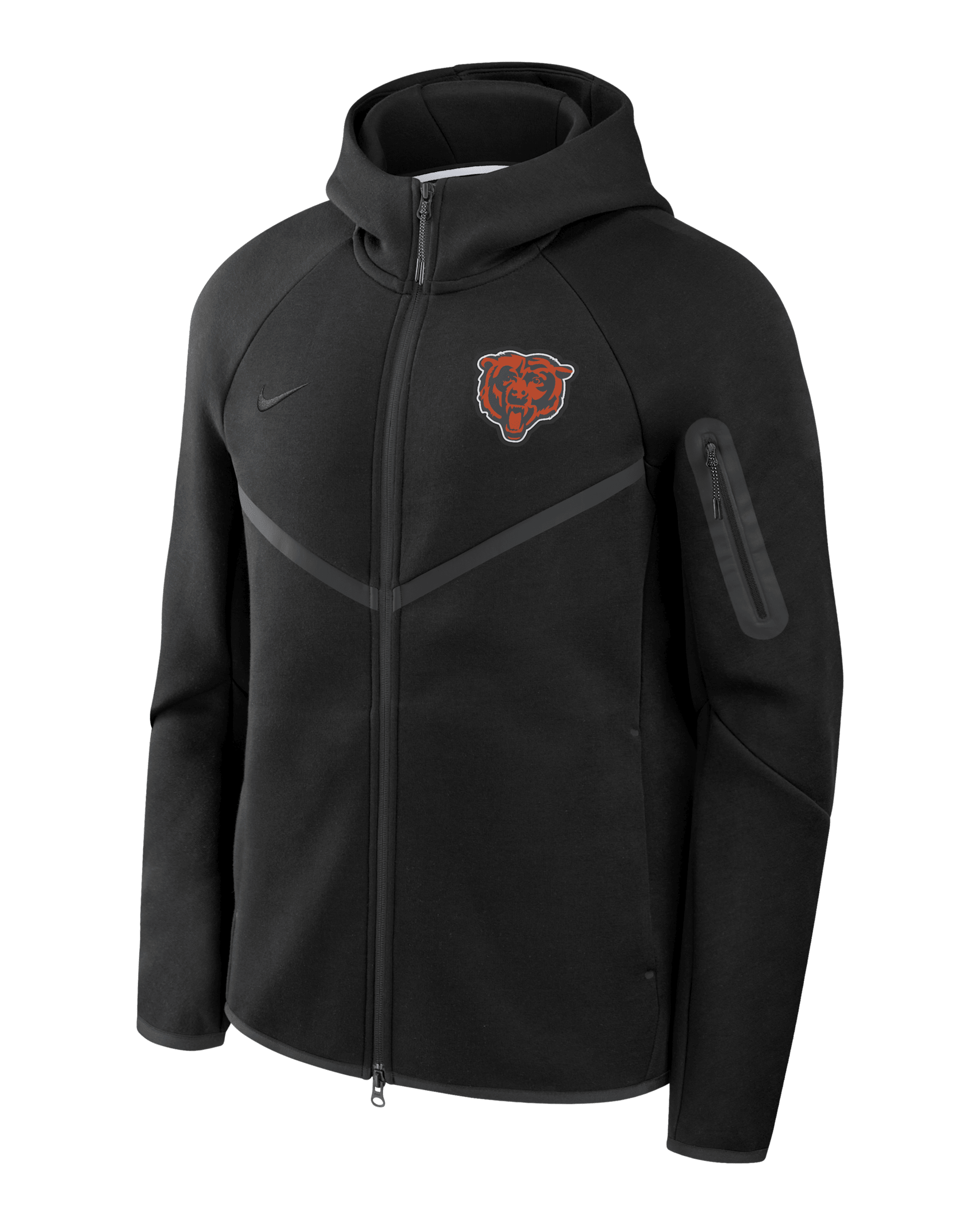 Chamarra con gorro de cierre completo Nike Tech Fleece Windrunner de la NFL para hombre de los Chicago Bears - Negro