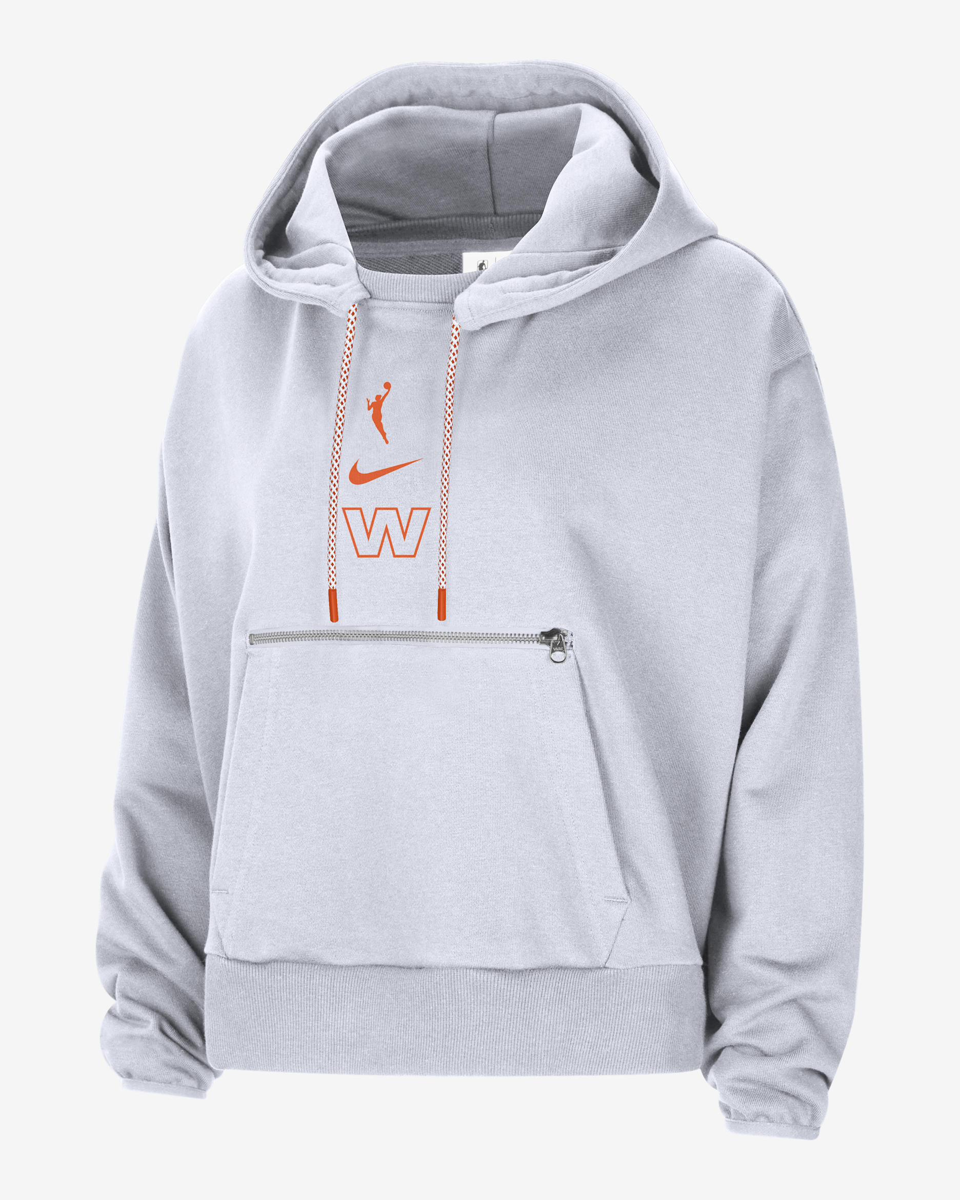 Sudadera con gorro sin cierre Nike Dri-FIT de la WNBA para mujer Team 13 Essential - Blanco/Naranja brillante/Naranja brillante