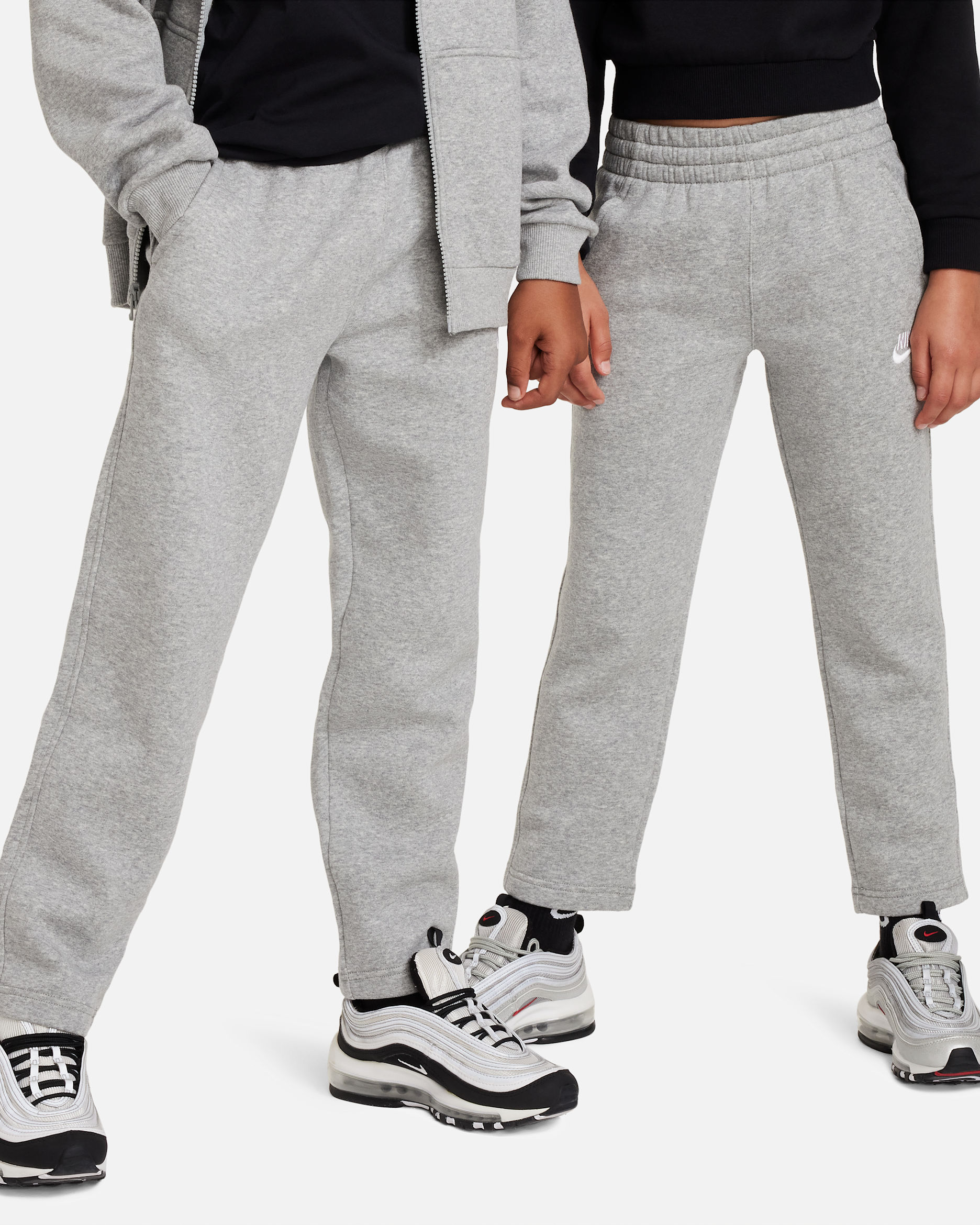 Nike Sportswear Club Fleece Big Kids' Open-Hem Pants - Dark Grey Heather/Base Grey/White