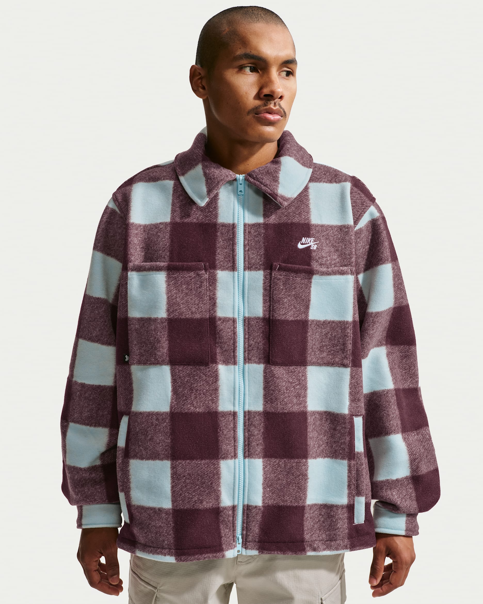 Chamarra tipo camisa de skateboarding Nike SB Essential - Azul glacial/Burdeos enérgico