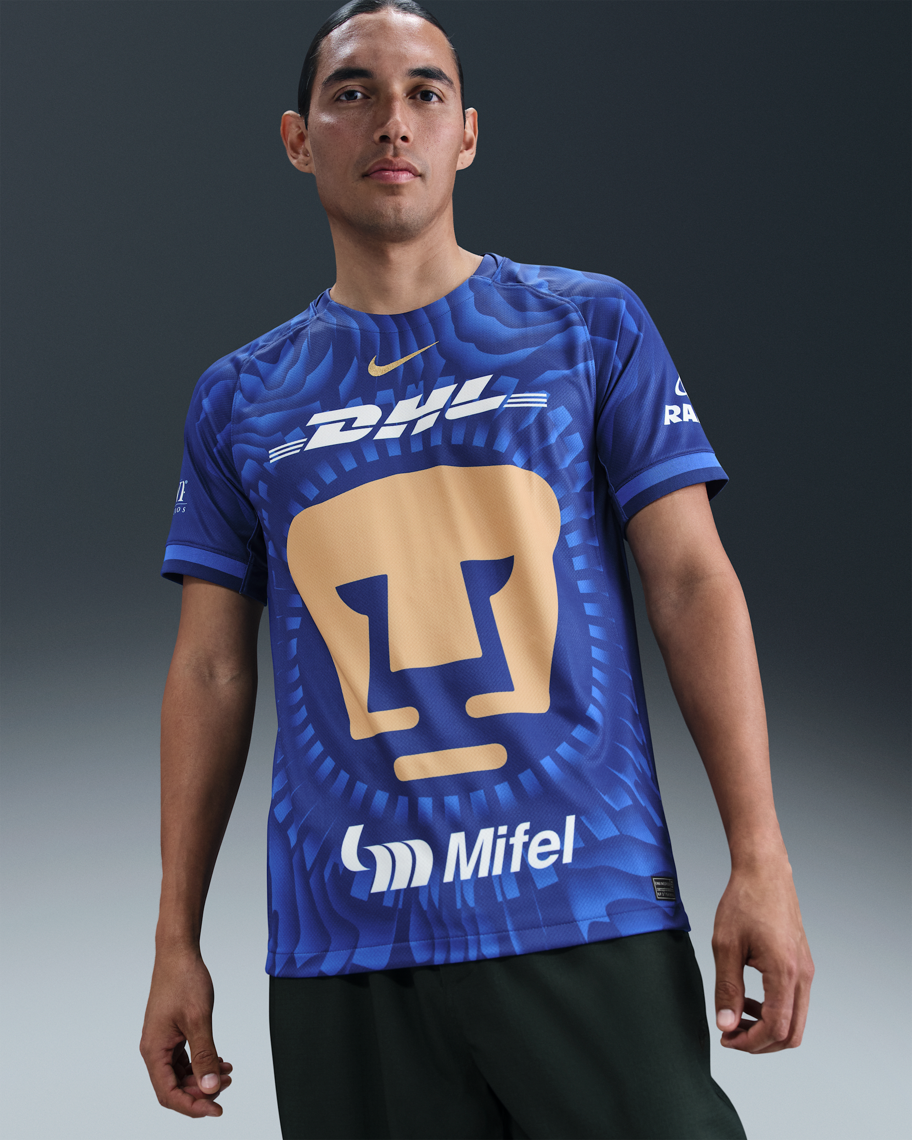 Pumas UNAM 2025/26 Stadium Away Men's Nike Dri-FIT Football Replica Shirt - Deep Royal Blue/Club Gold