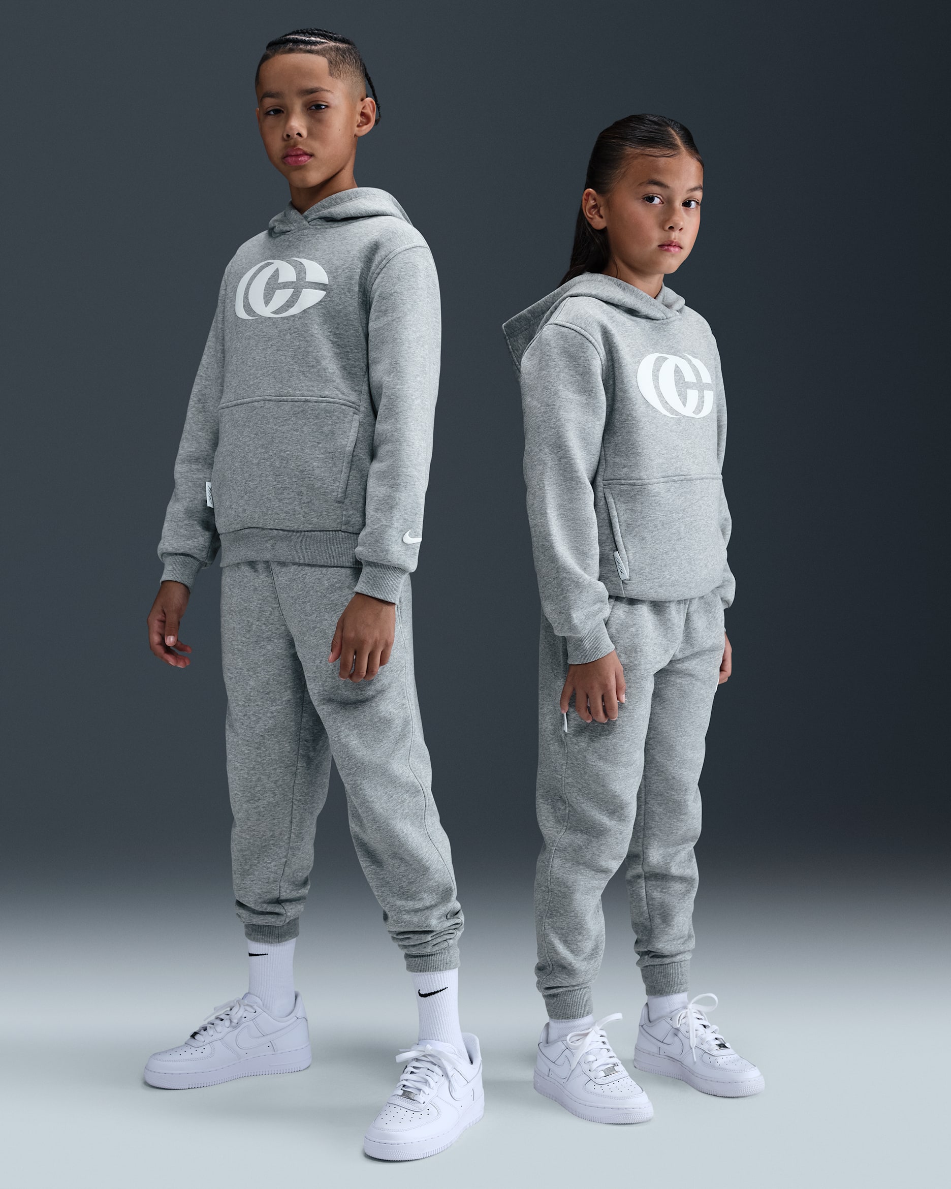 Pantalón de tejido Fleece para niños talla grande Caitlin Clark - Gris oscuro jaspeado/Blanco/Blanco