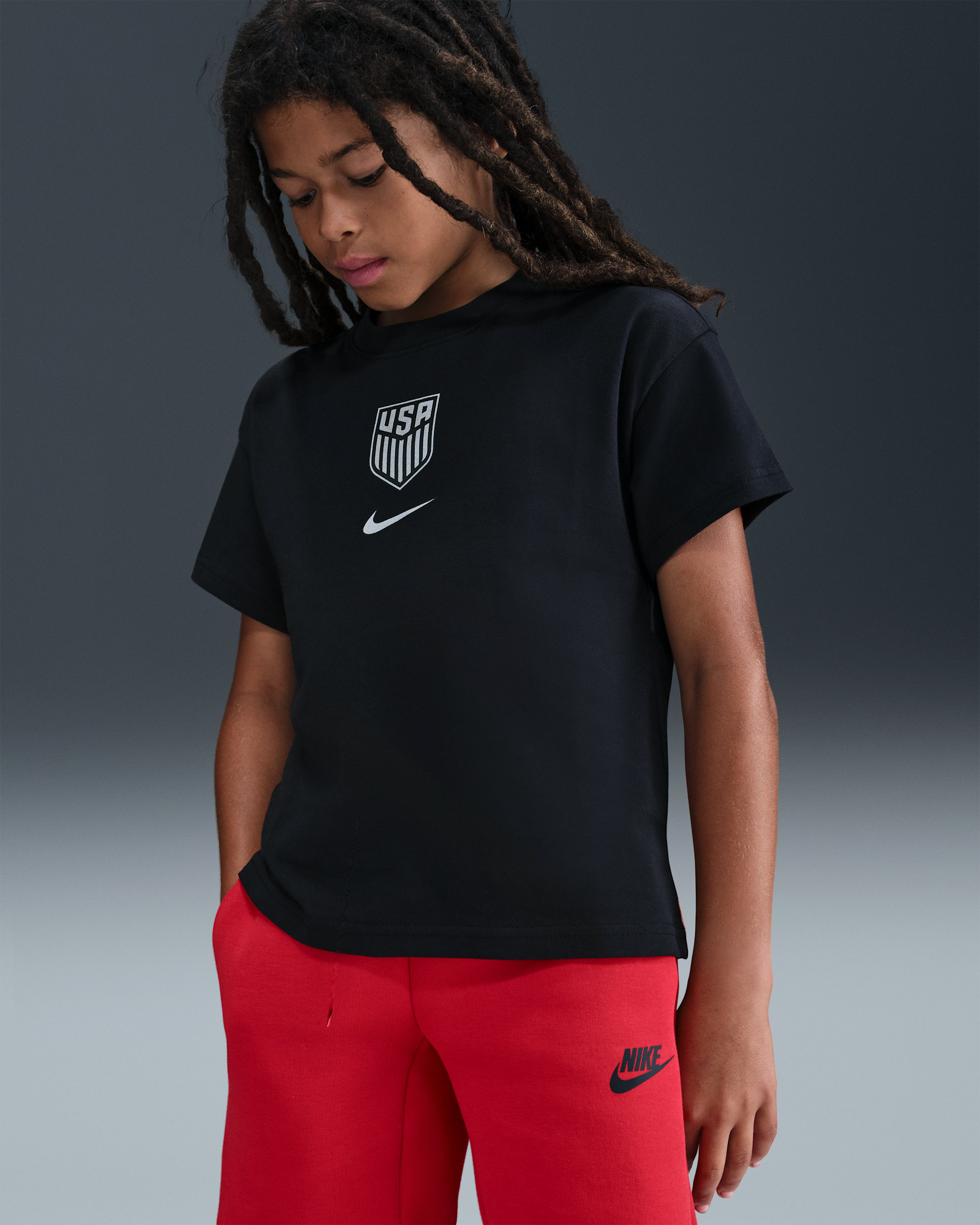 USMNT Premium Goalkeeper Big Kids' Nike Soccer T-Shirt - Black