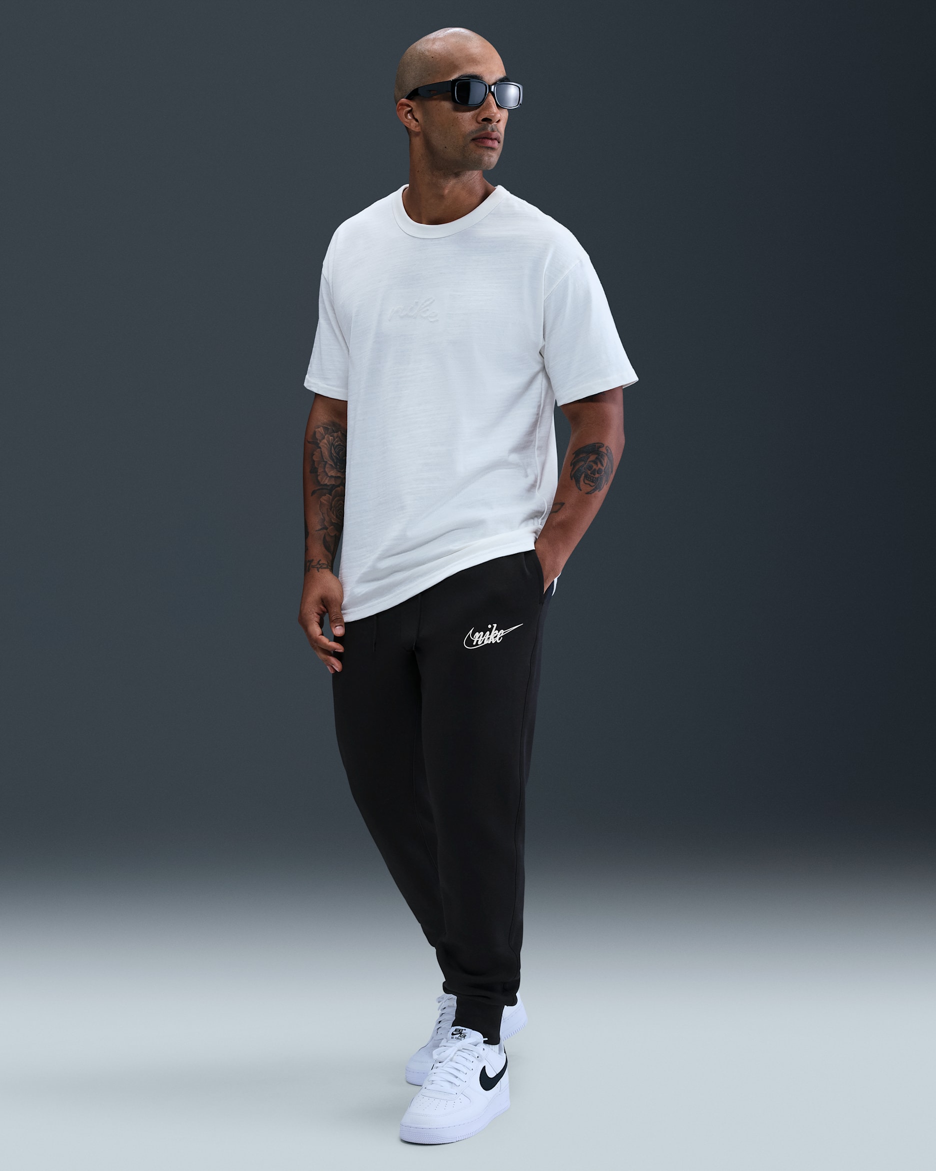 Joggers de tejido Fleece para hombre Nike Sportswear Club - Negro/Negro/Blanco