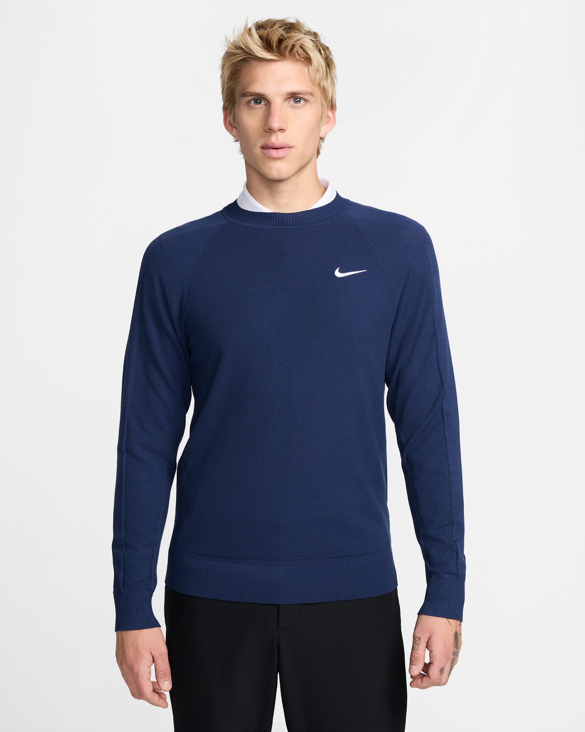 Suéter de golf para hombre Nike Tour - Azul marino medianoche/Blanco