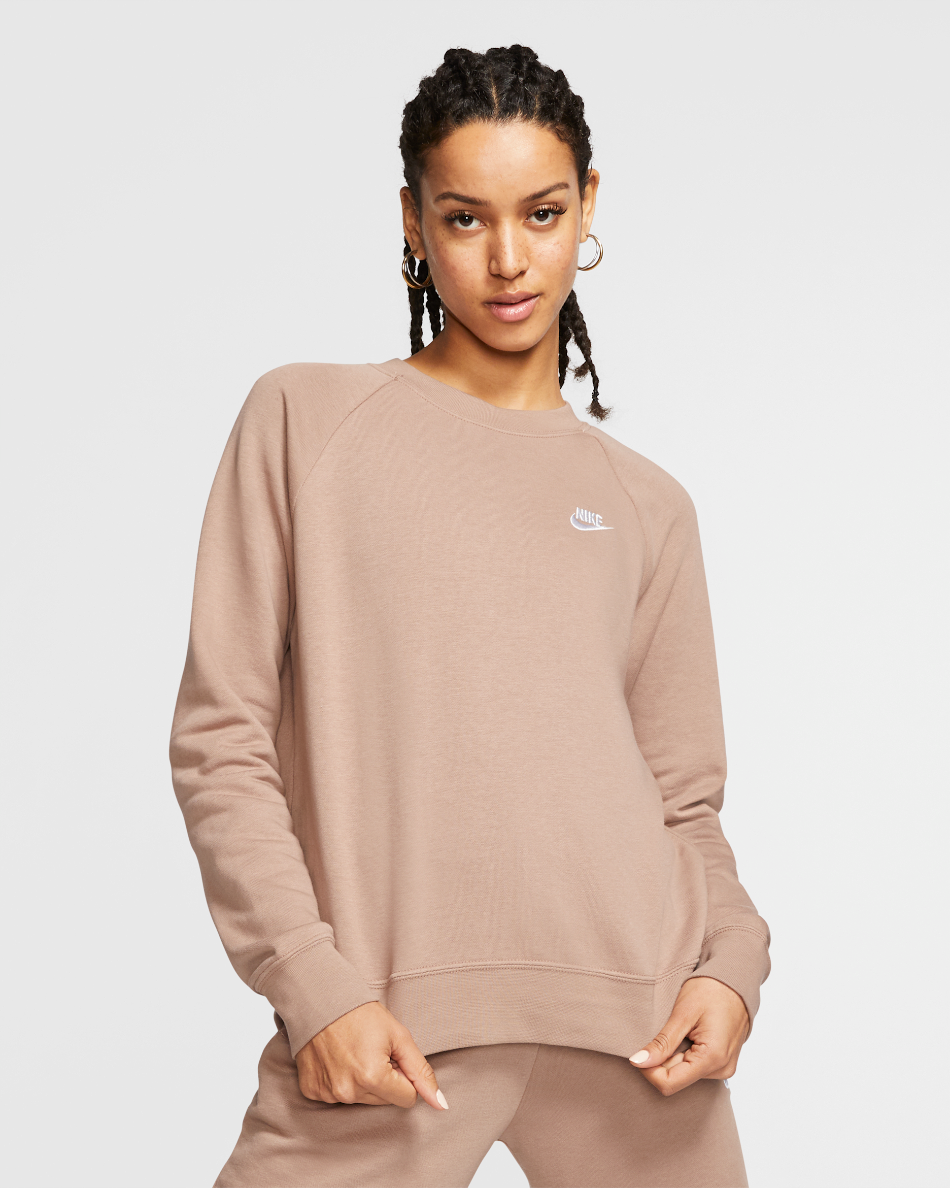 Haut en tissu Fleece Nike Sportswear Essential pour Femme - Desert Dust/Blanc