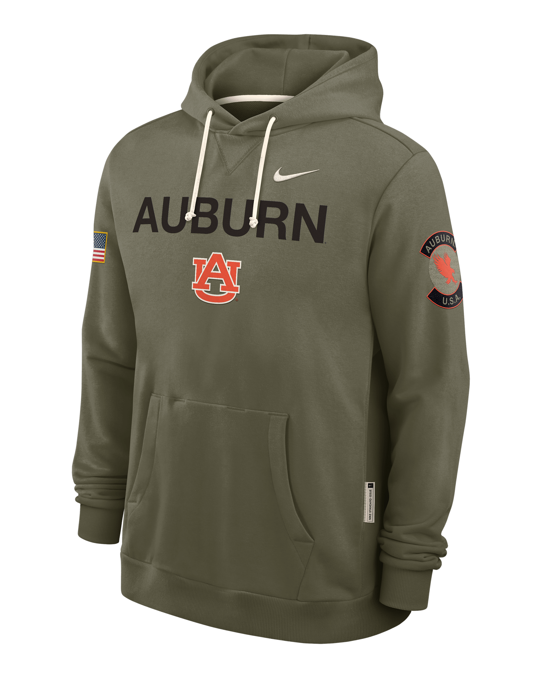 Auburn 2025 Military Appreciation Men's Nike Dri-FIT College Pullover Hoodie - Olive