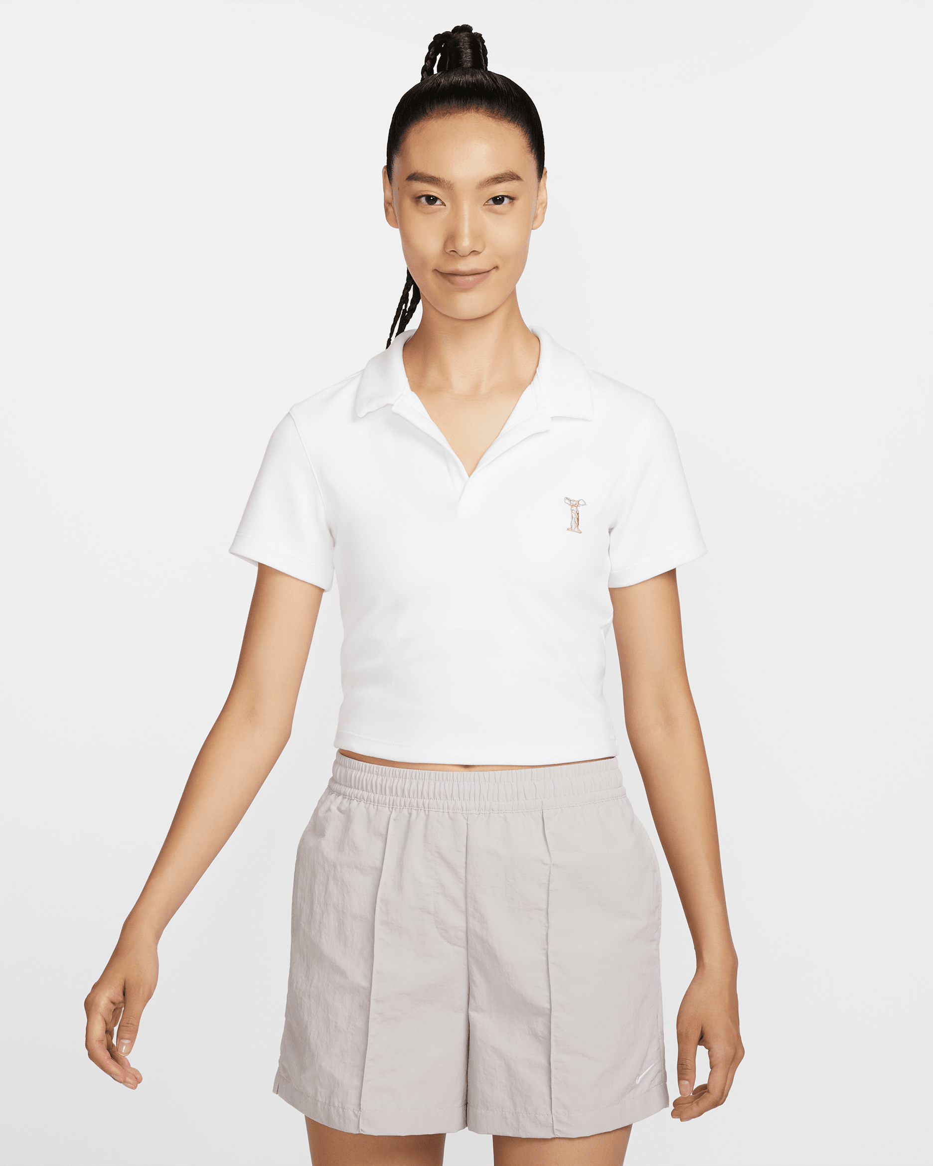 Nike Sportswear Women's Short-sleeve Polo Top - White/Red Stardust/Red Stardust