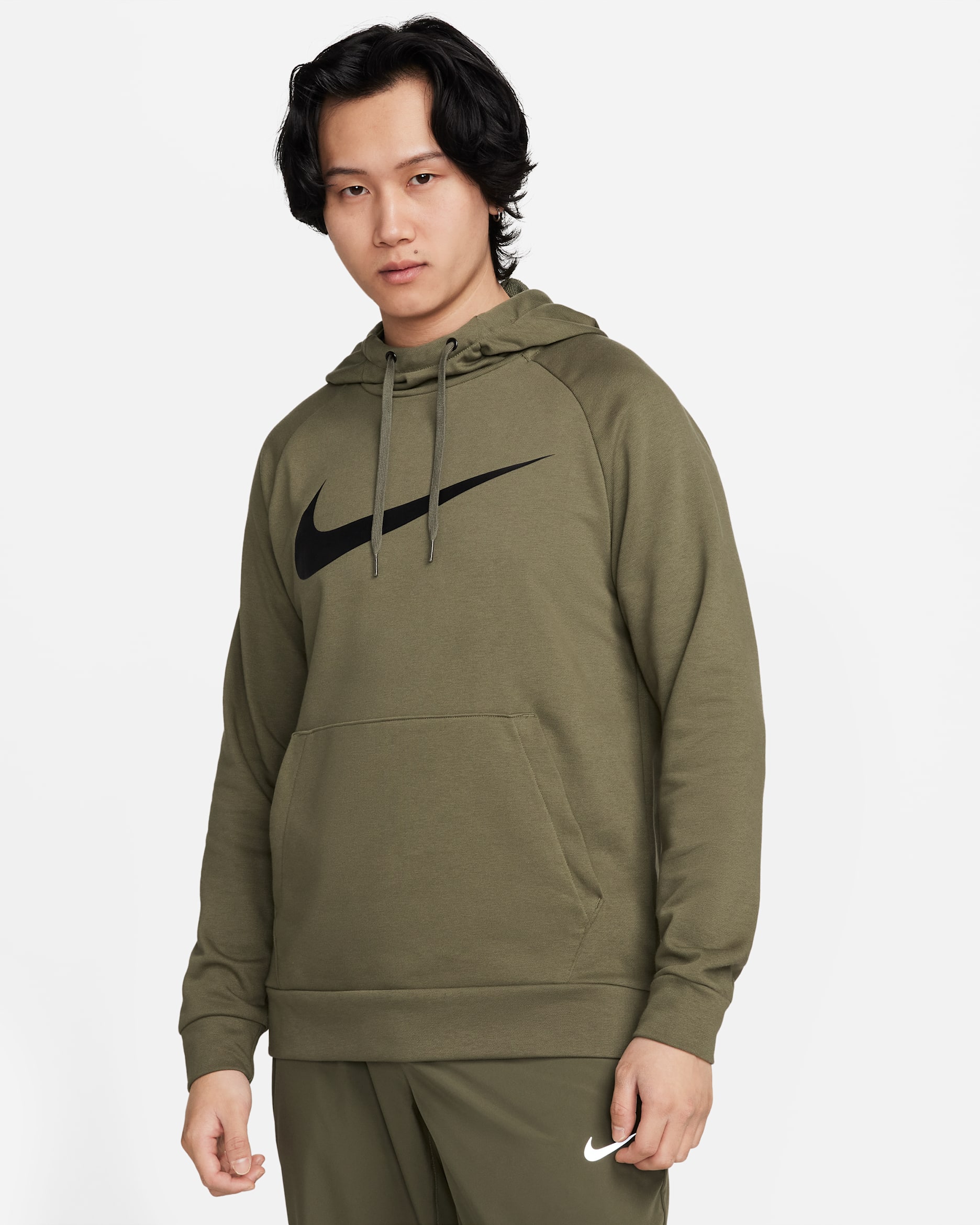 Nike Dri-FIT Men's Pullover Training Hoodie - Medium Olive/Black
