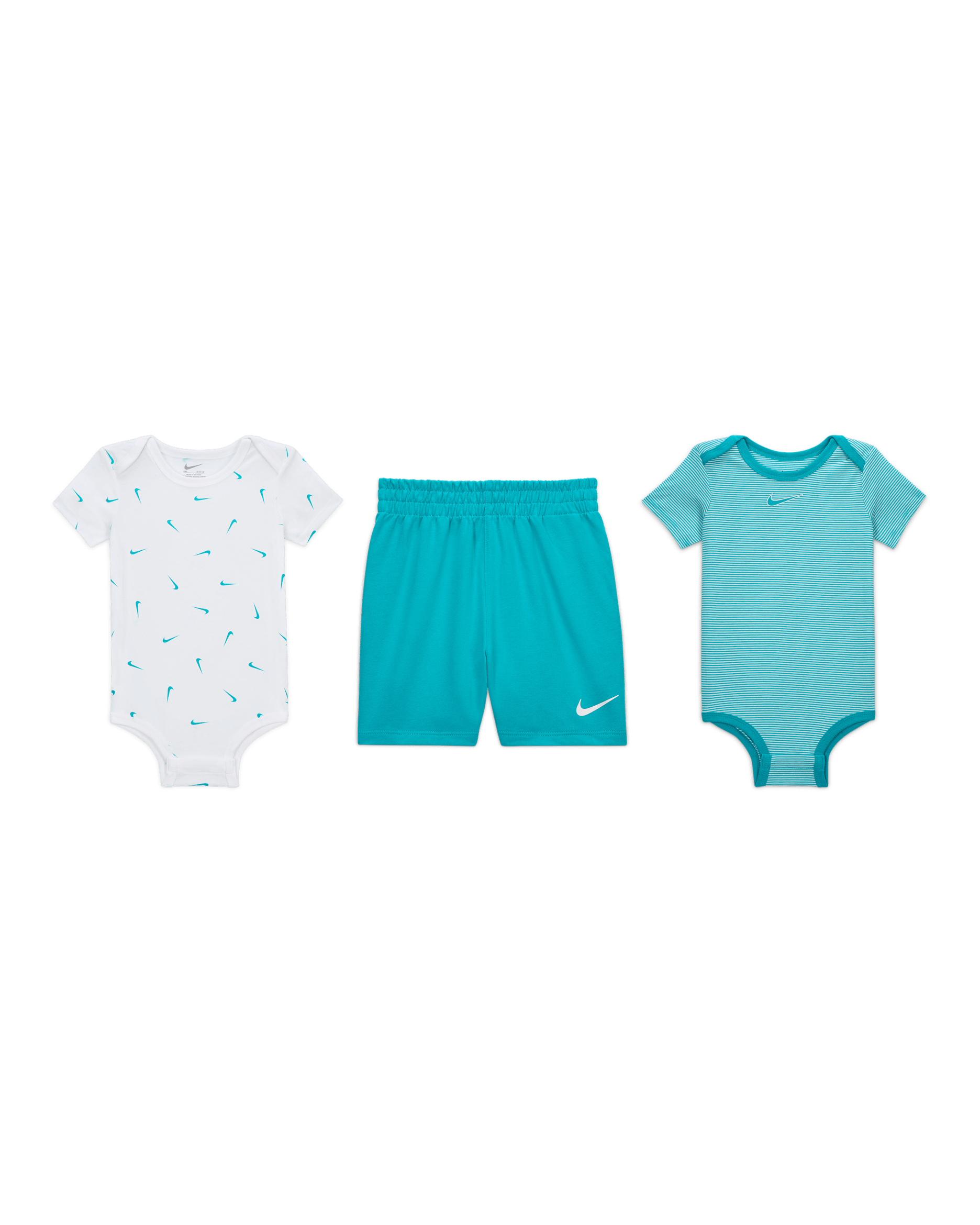 Conjunto de tres piezas Swooshfetti a rayas para bebé (12-24 M) Nike Essentials - Cactus empolvado