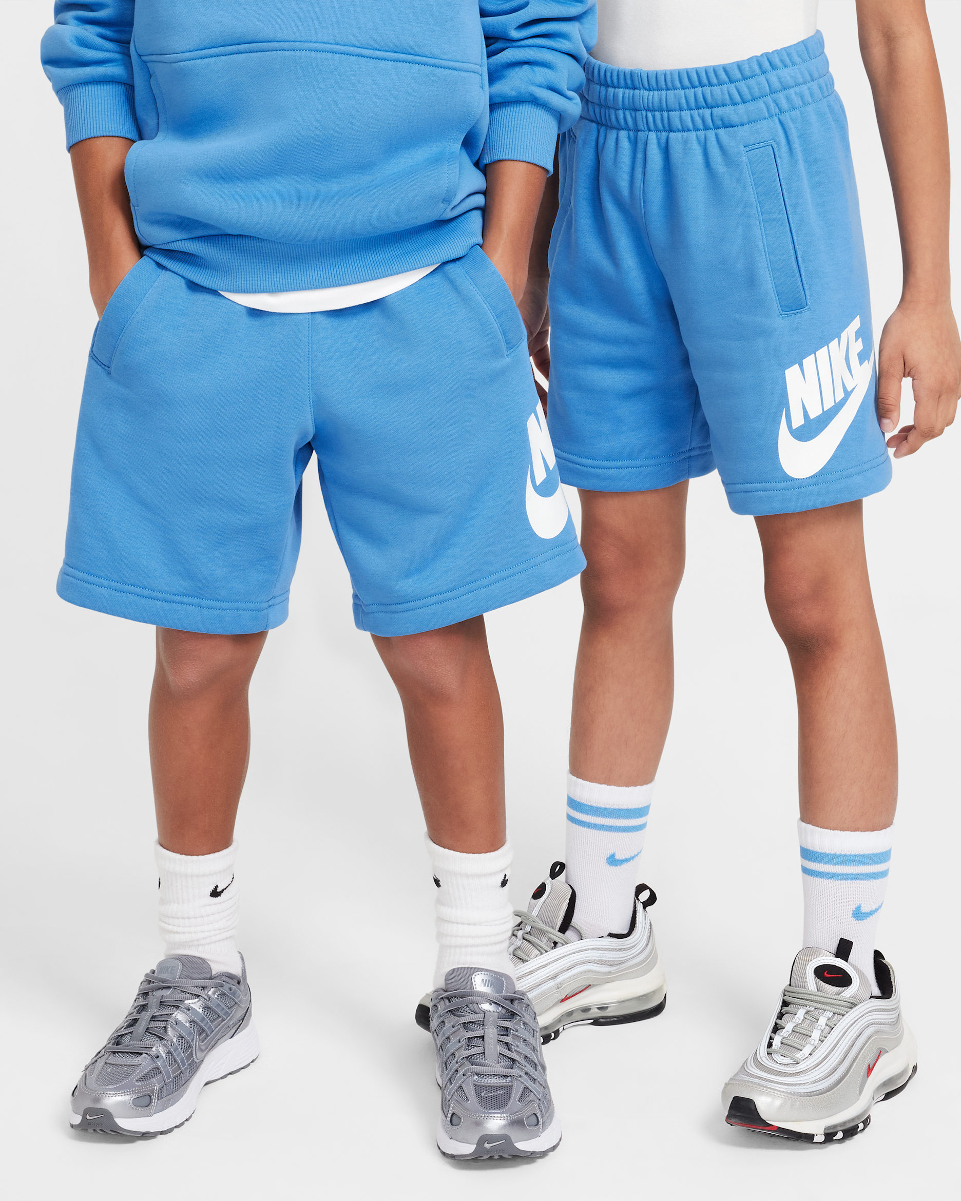 Short en molleton Nike Sportswear Club Fleece pour ado - Blue Beyond/Blanc