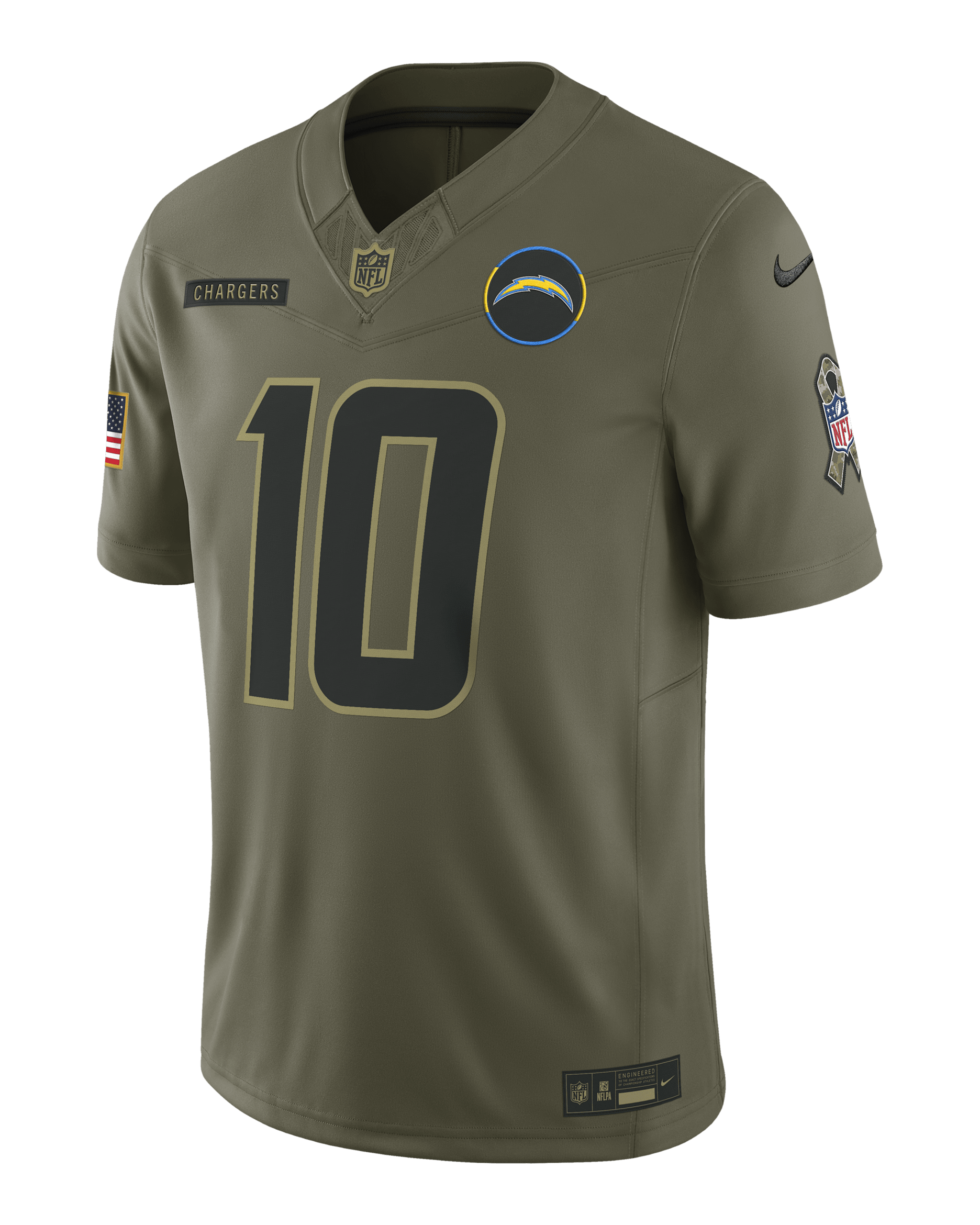 Justin Herbert Los Angeles Chargers Salute to Service Men's Nike Dri-FIT NFL Limited Jersey - Medium Olive