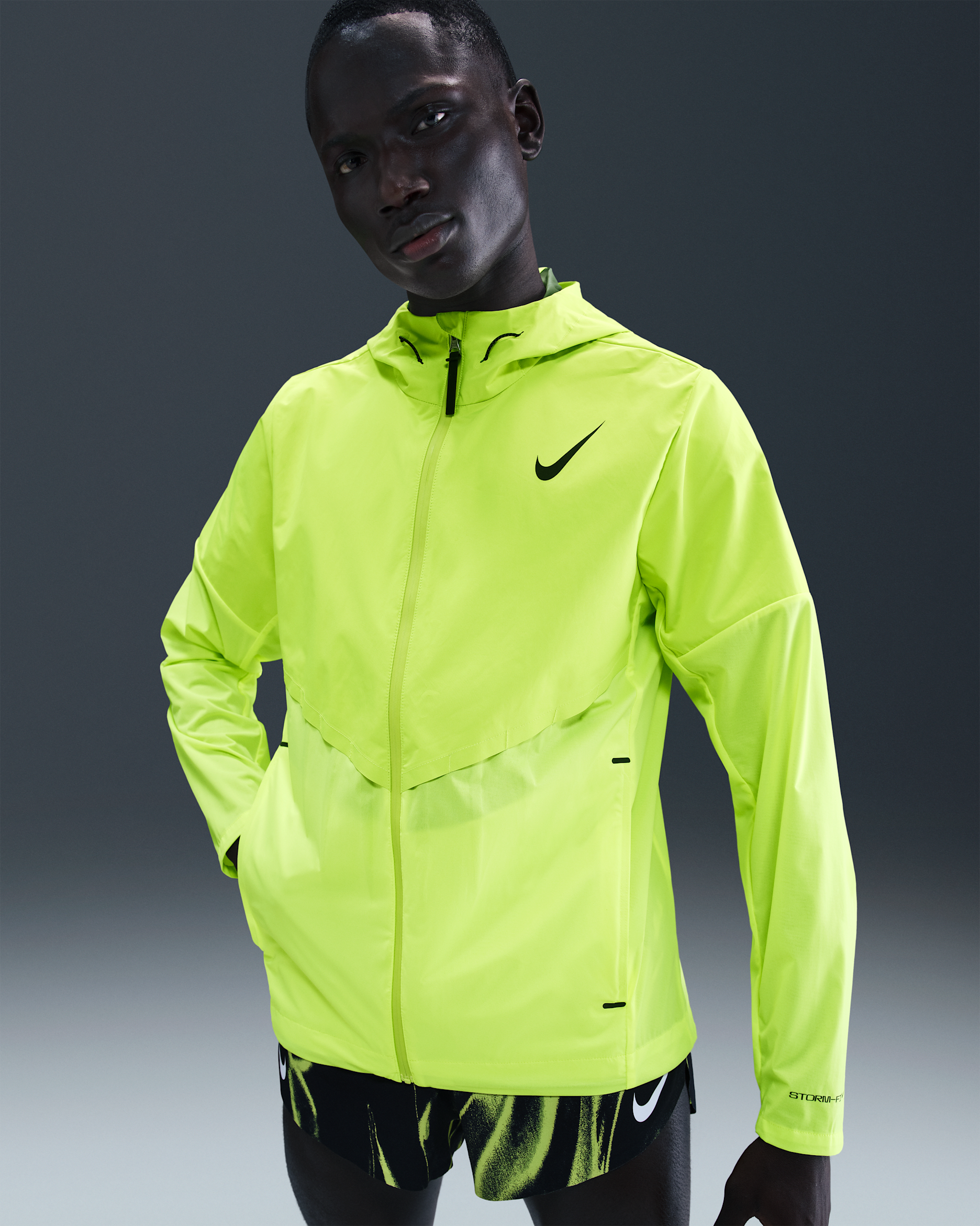 Nike AeroSwift Men's Storm-FIT Aerogami Running Jacket - Volt/Black