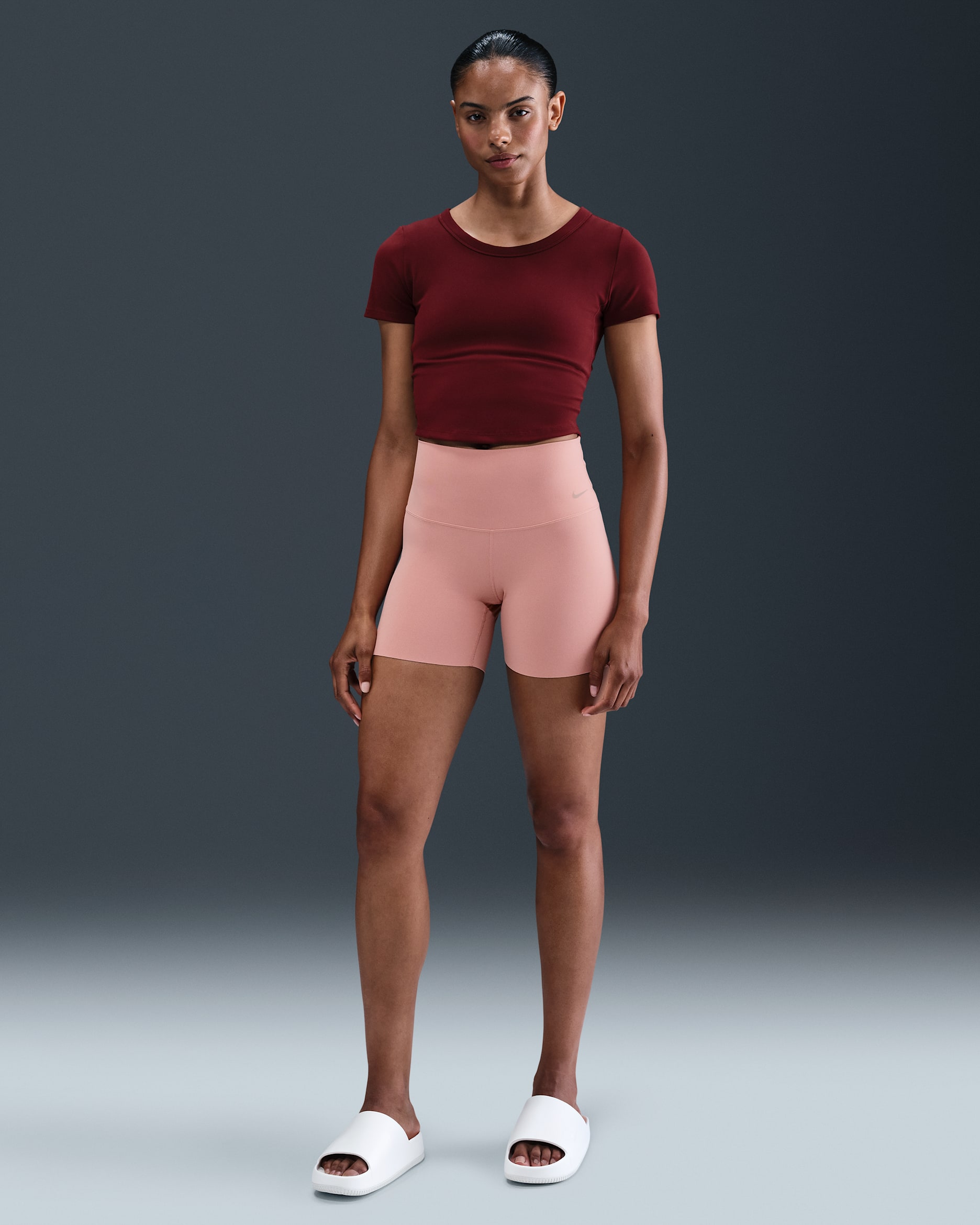 Nike Zenvy Women's High-Waisted 12.5cm (approx.) Biker Shorts - Rust Pink/Black