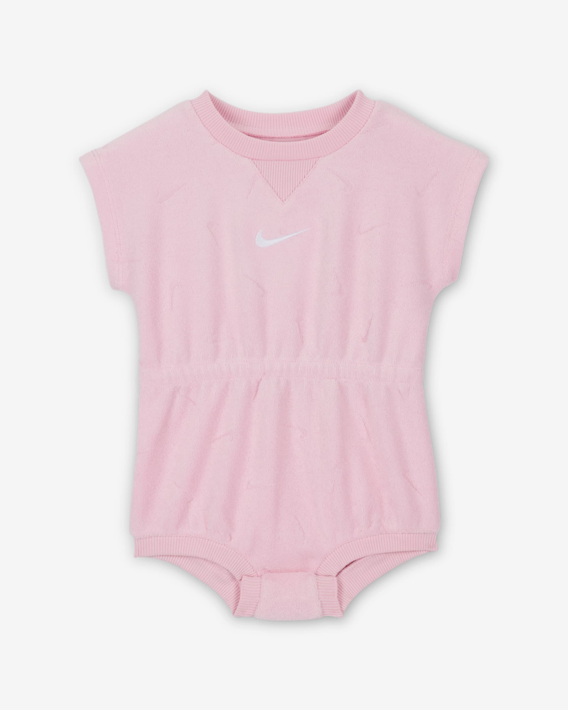 Nike Essentials Baby (0-9M) Jacquard Towel Terry Romper - Pink Foam
