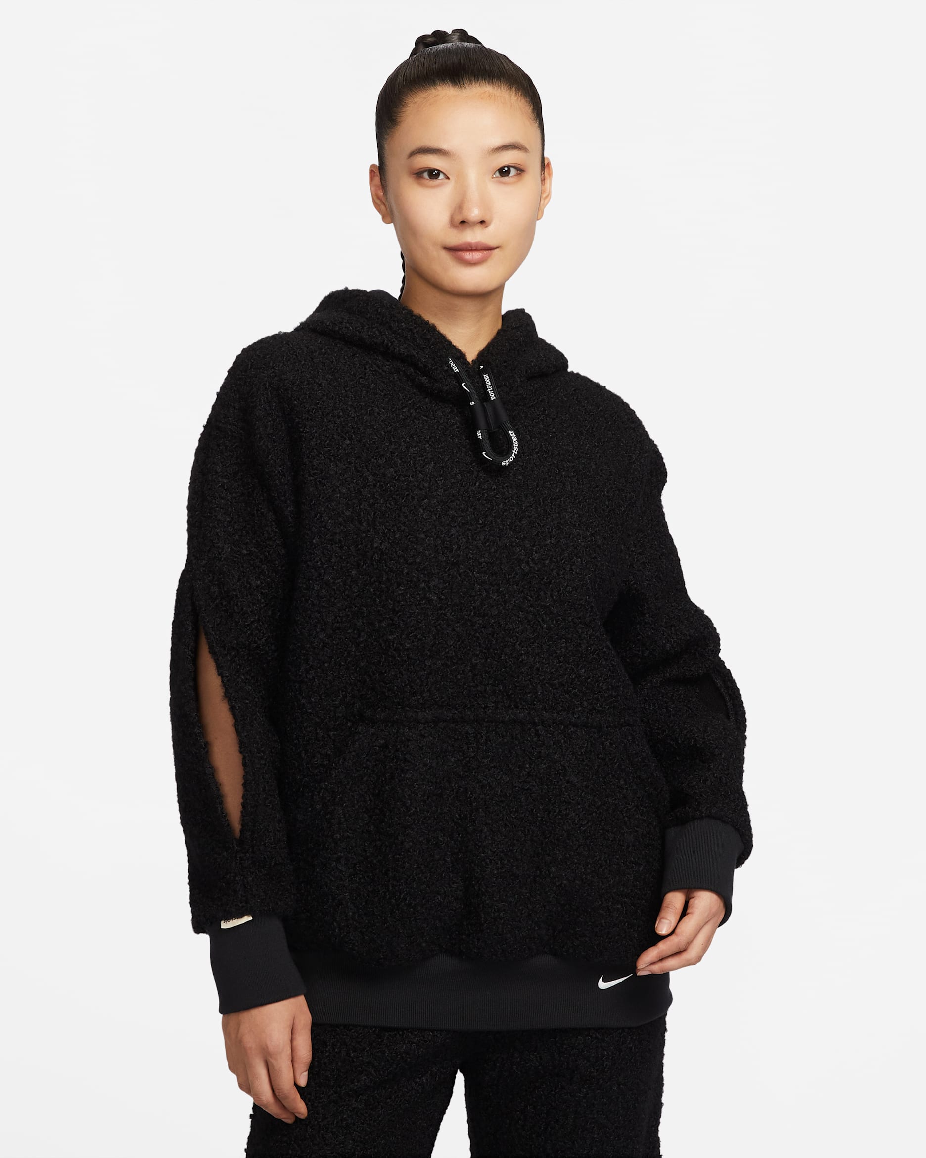ナイキ スポーツウェア コレクション ウィメンズ ハイパイル フリース パーカー - ブラック/サミットホワイト