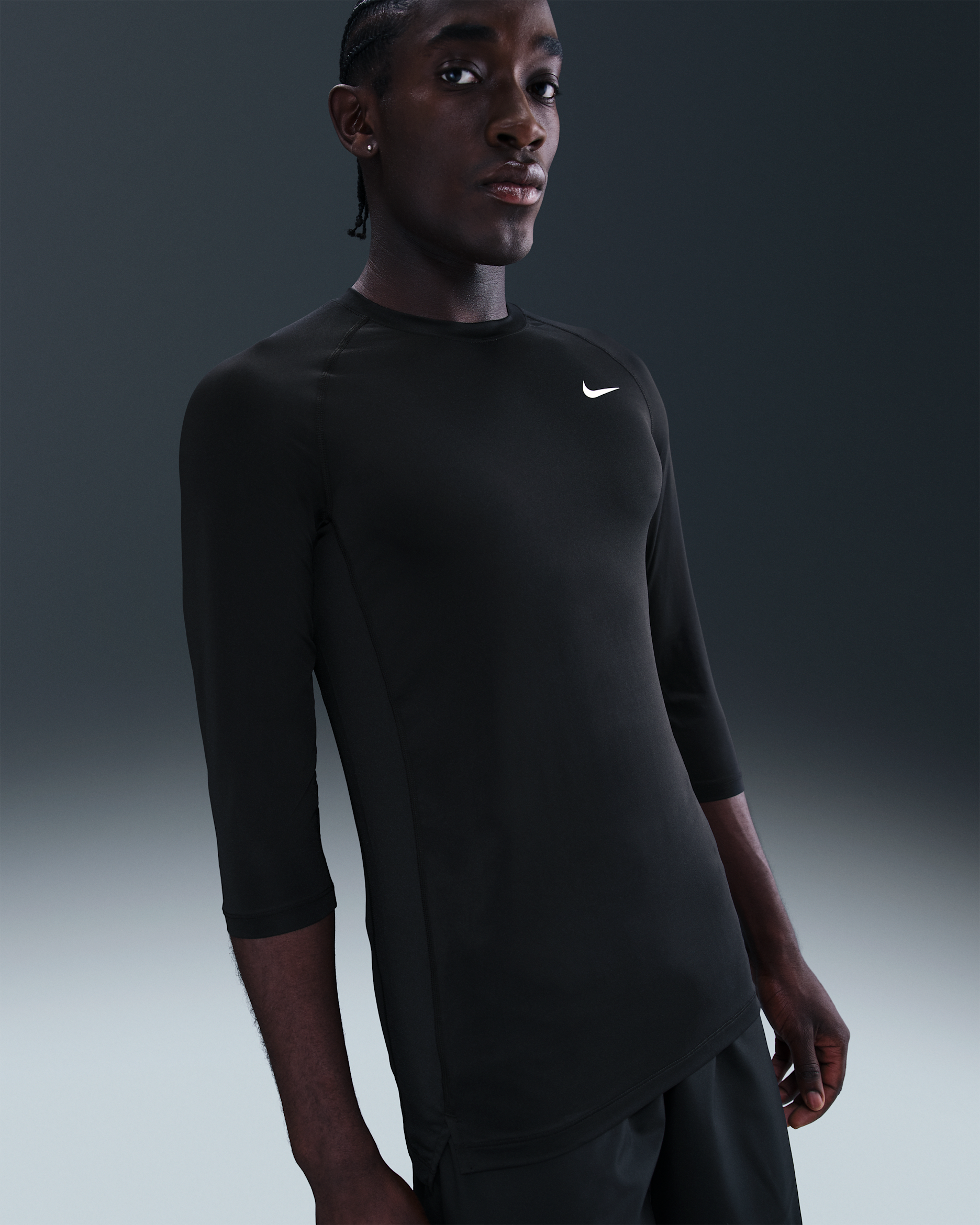 Nike Men's Dri-FIT 3/4-Sleeve Baseball Top - Black/White