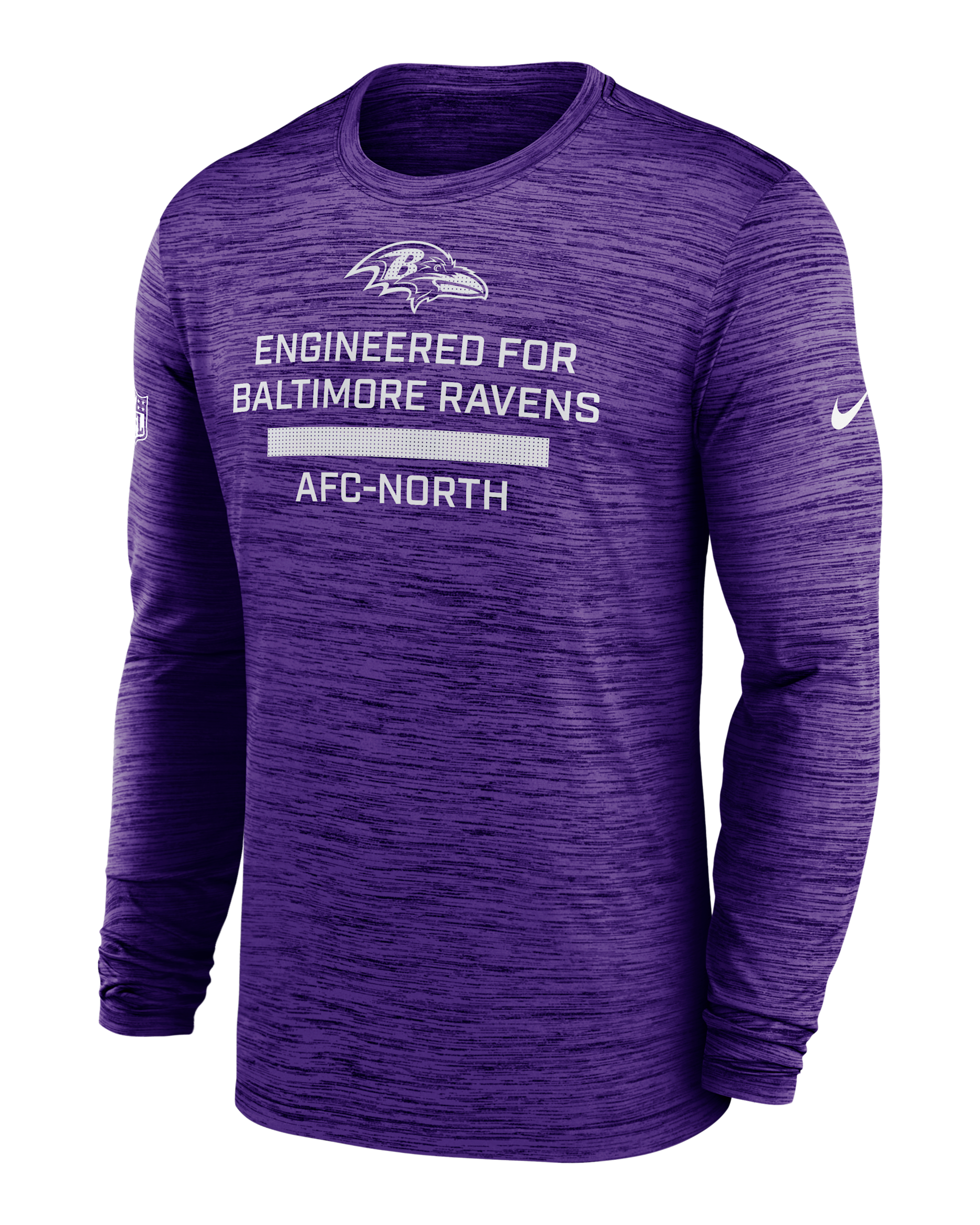 Playera de manga larga Nike Dri-FIT de la NFL para hombre Baltimore Ravens Sideline Team Issue Velocity - Morado
