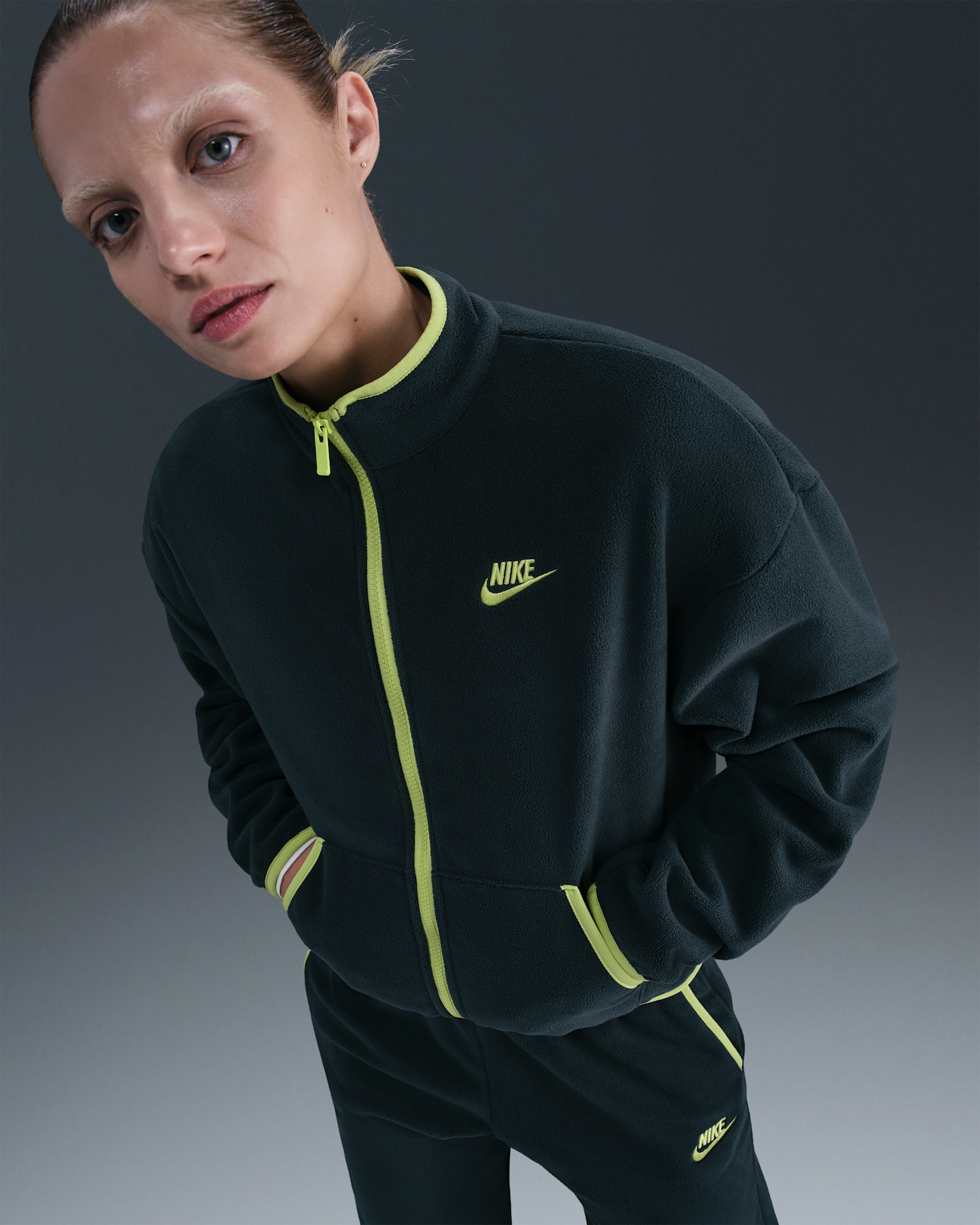 Nike Sportswear Club Fleece Women's Loose Cozy Track Jacket - Seaweed/Cyber