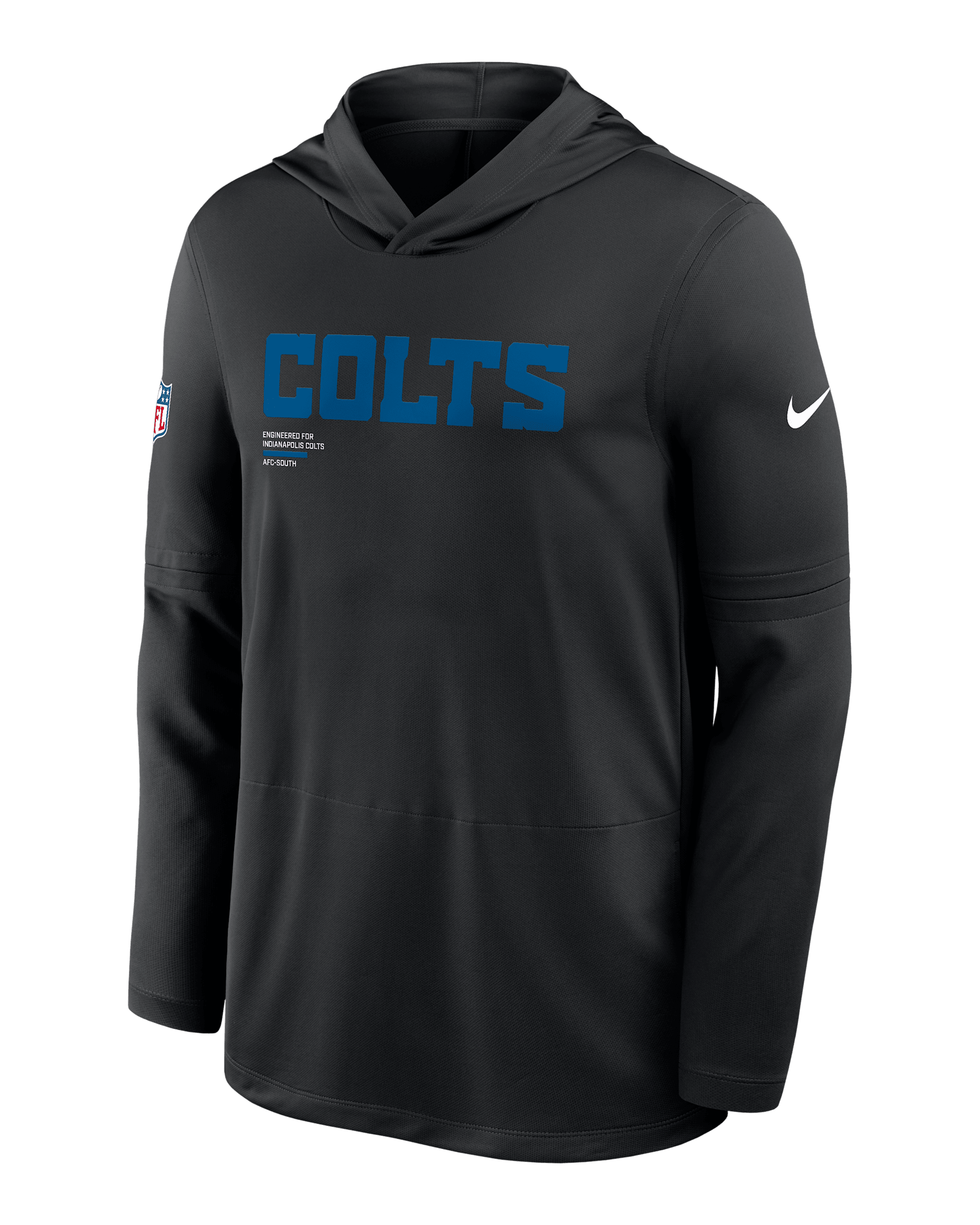 Playera de manga larga Nike Dri-FIT de la NFL con gorro para hombre Indianapolis Colts Pure Fury Sideline - Negro