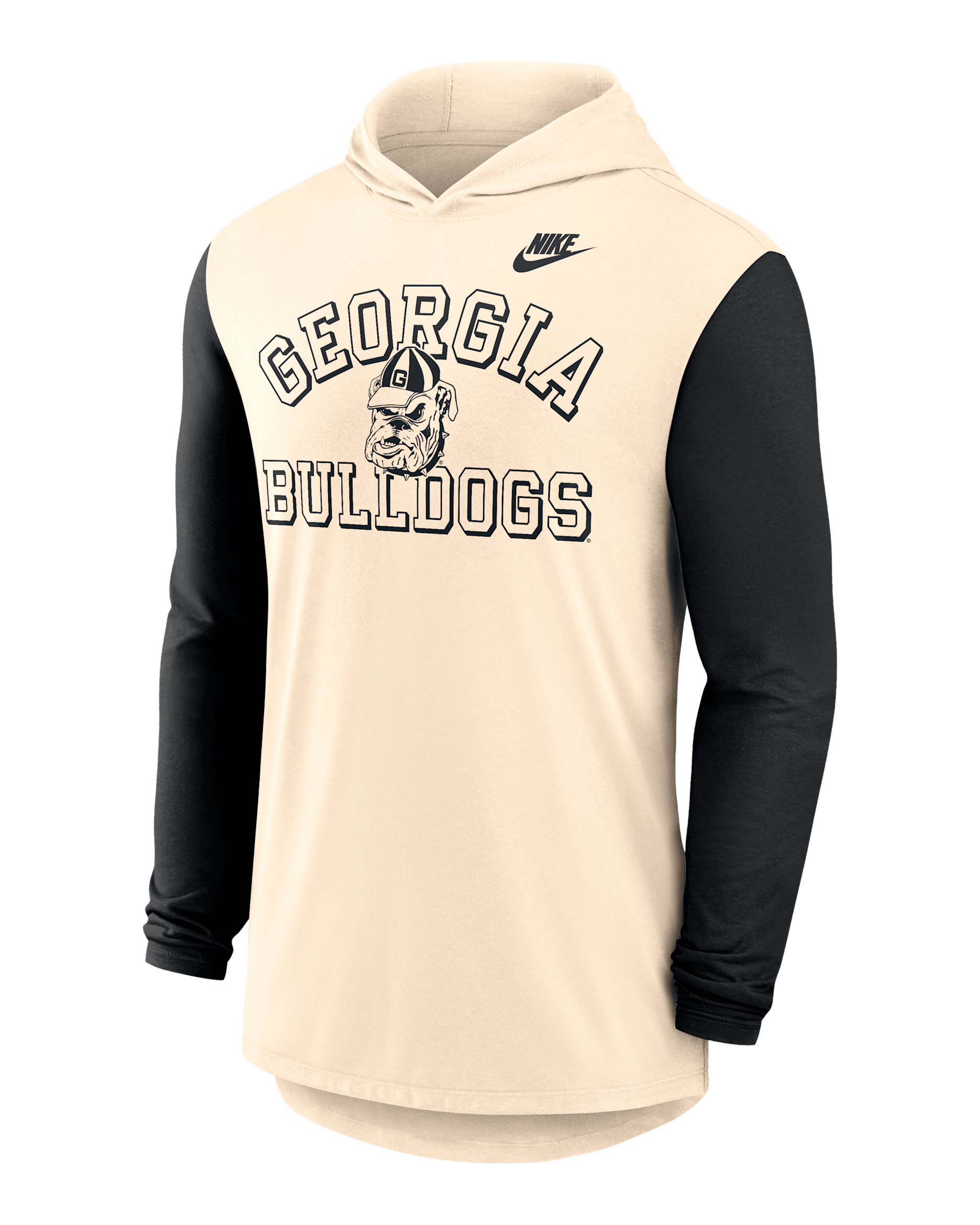 Georgia Legacy Men's Nike Dri-FIT College Long-Sleeve Hooded T-Shirt - Natural