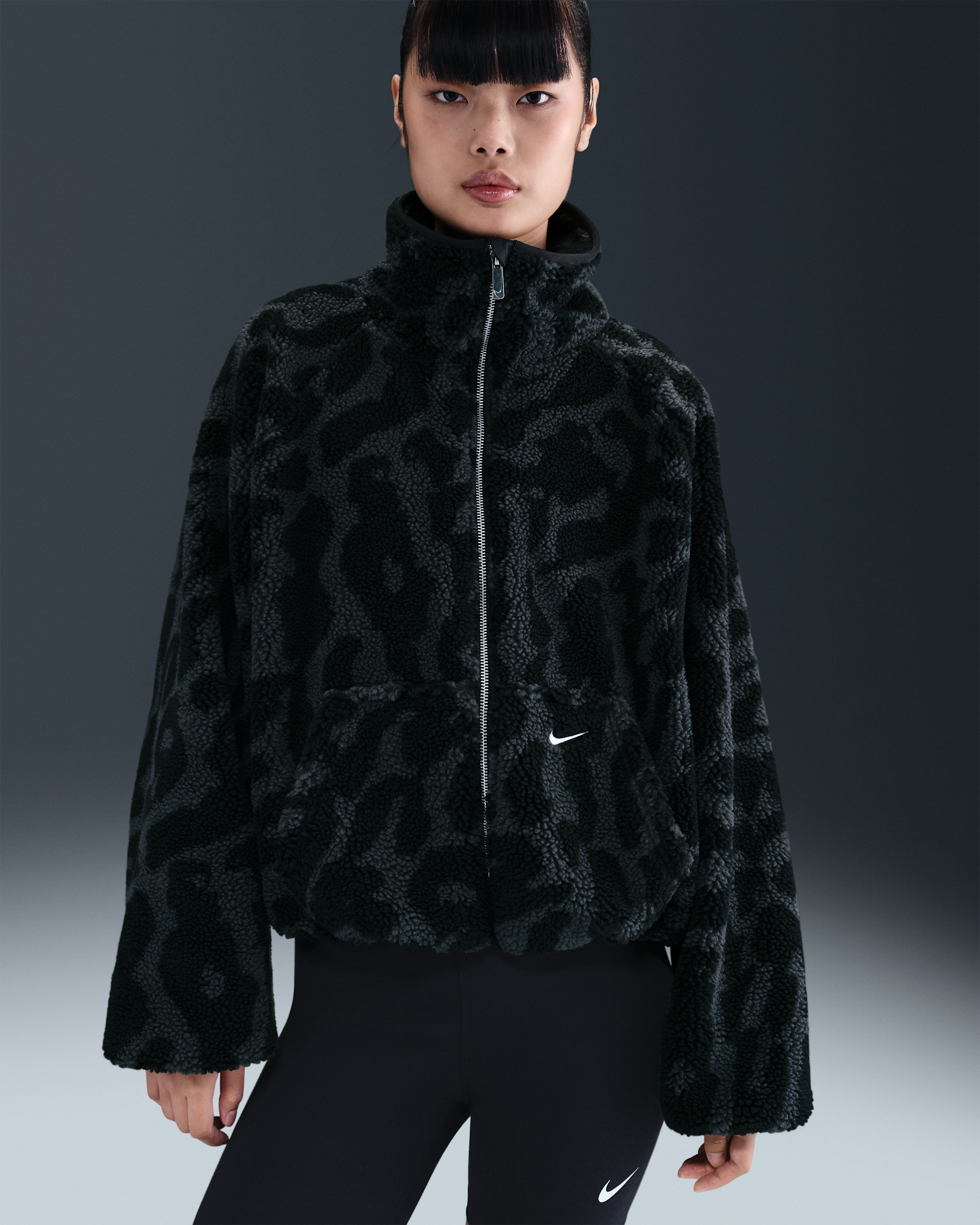 Nike Sportswear Women's High-Pile Fleece Jacket - Black/Black/Sail