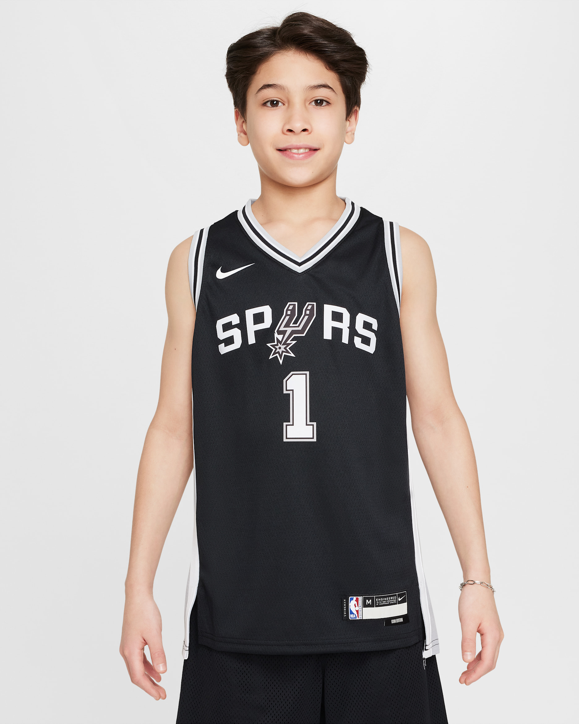 Φανέλα NBA Swingman Σαν Αντόνιο Σπερς 2022/23 Icon Edition για μεγάλα αγόρια - Μαύρο
