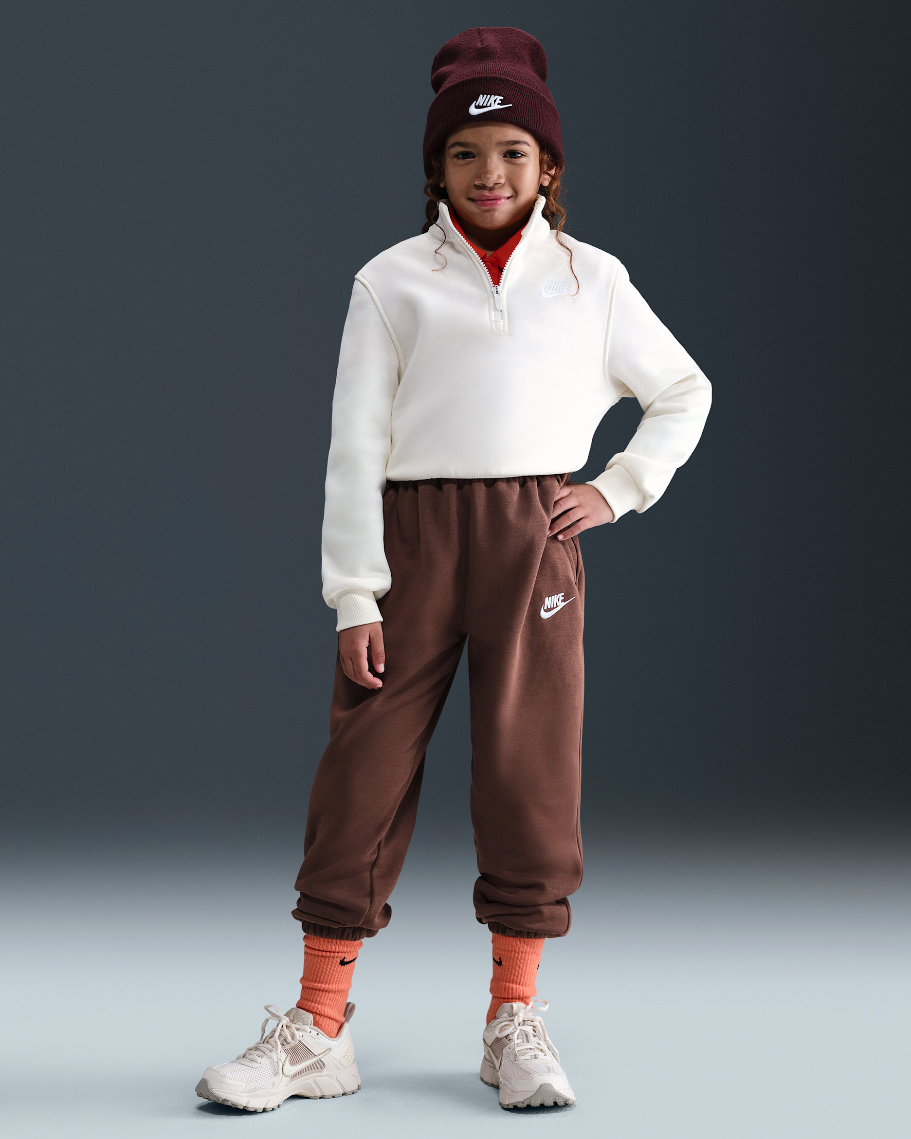 Nike Sportswear Club Fleece Big Kids' Loose Pants - Fauna Brown/Fauna Brown/White