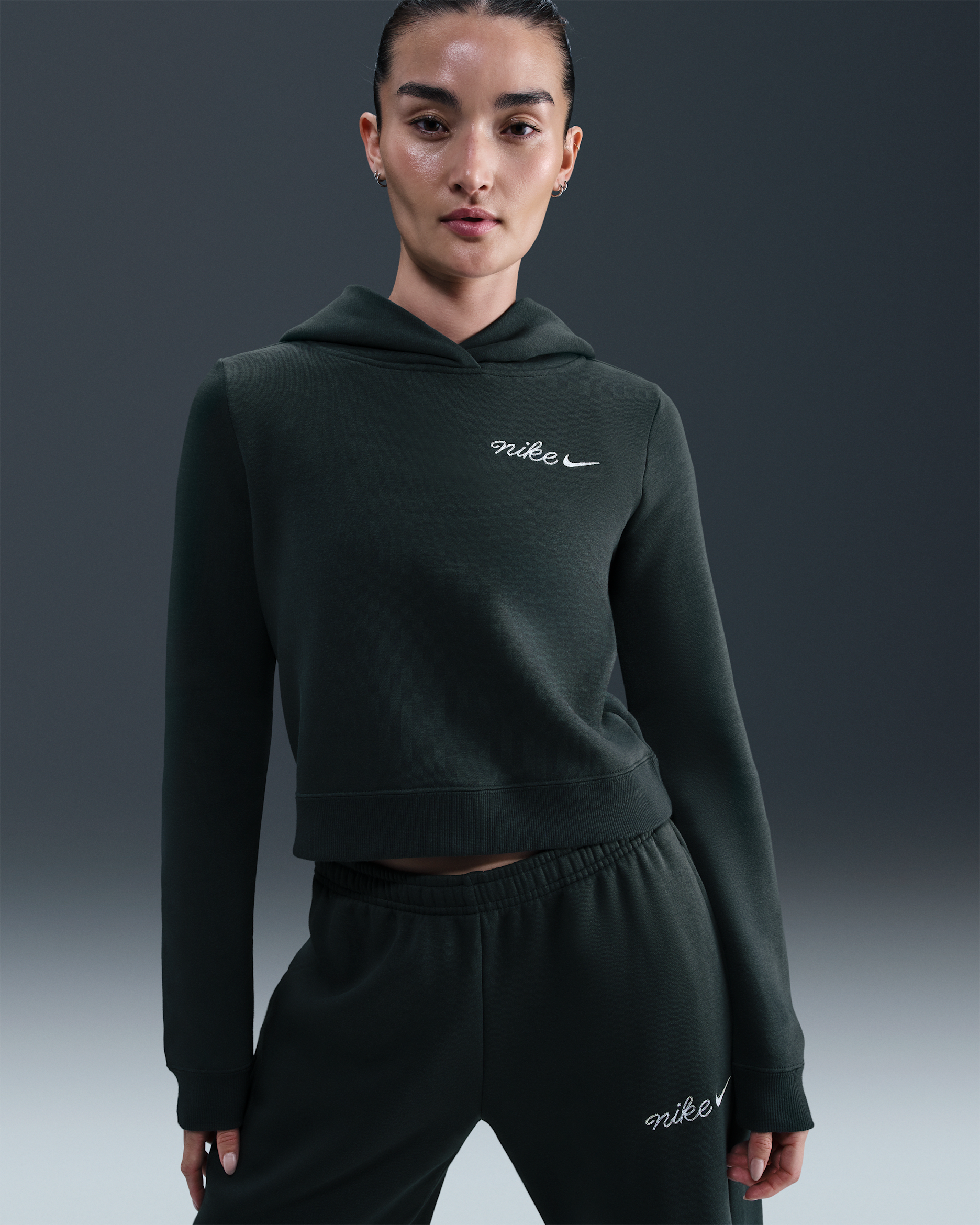 Nike Sportswear Phoenix Fleece Women's Shrunken Hoodie - Seaweed