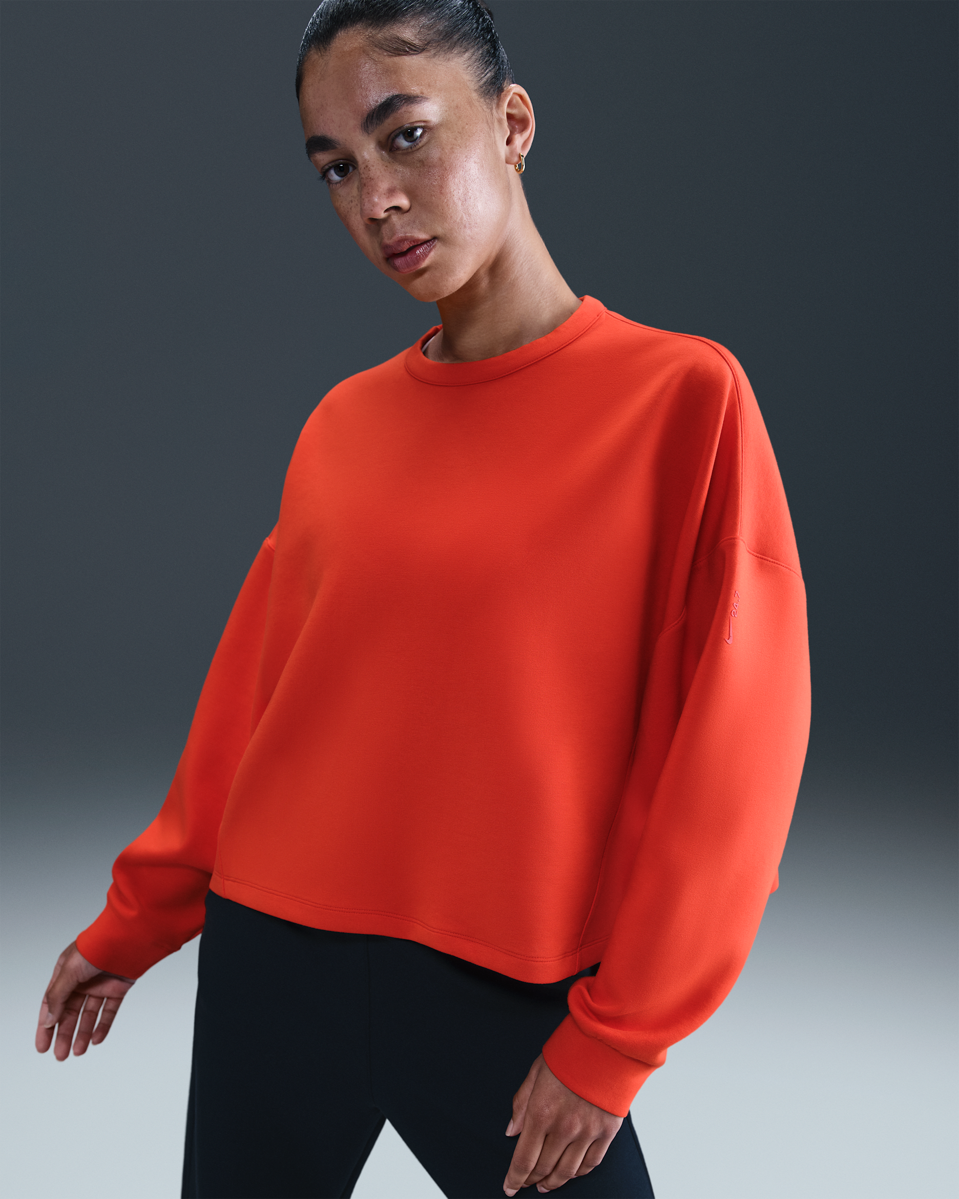 Nike 24.7 ImpossiblySoft Women's Dri-FIT Oversized Crew-Neck Top - Picante Red/Mystic Red