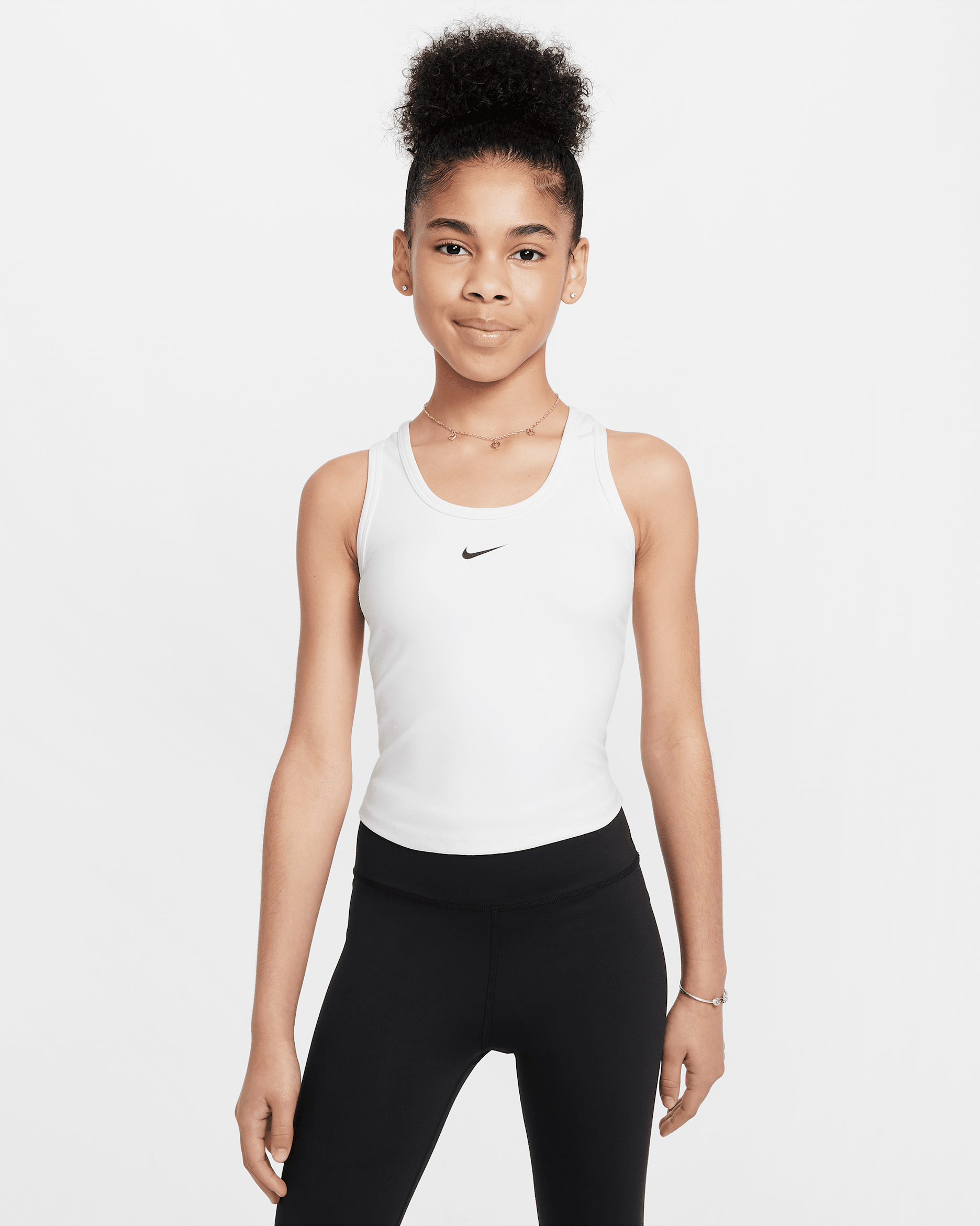 Nike One Fitted Older Kids' (Girls') Dri-FIT Tank Top - White/Black
