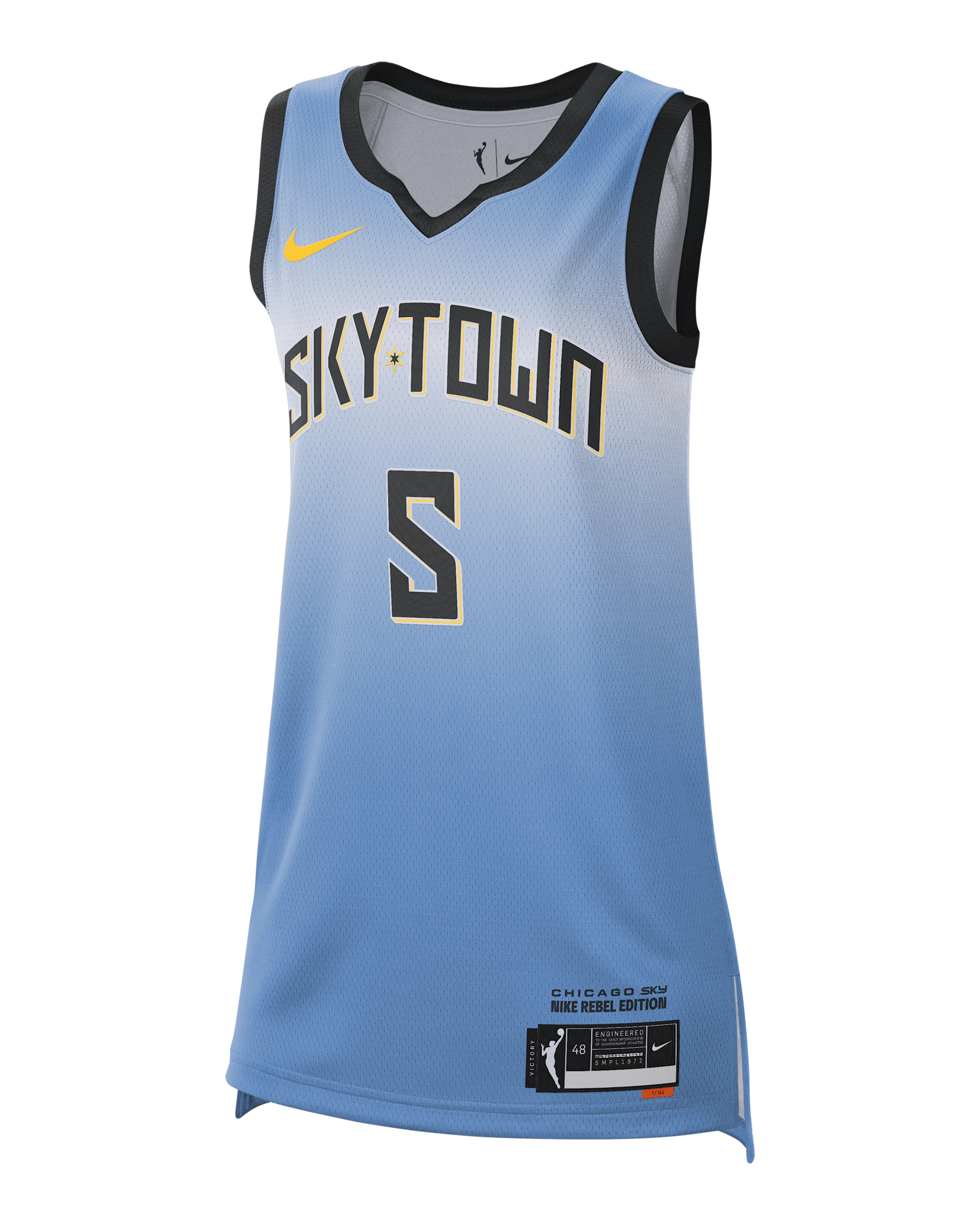 Jersey Nike Dri-FIT de la WNBA Victory Angel Reese Chicago Sky 2024 Rebel Edition - Costa/Amarillo
